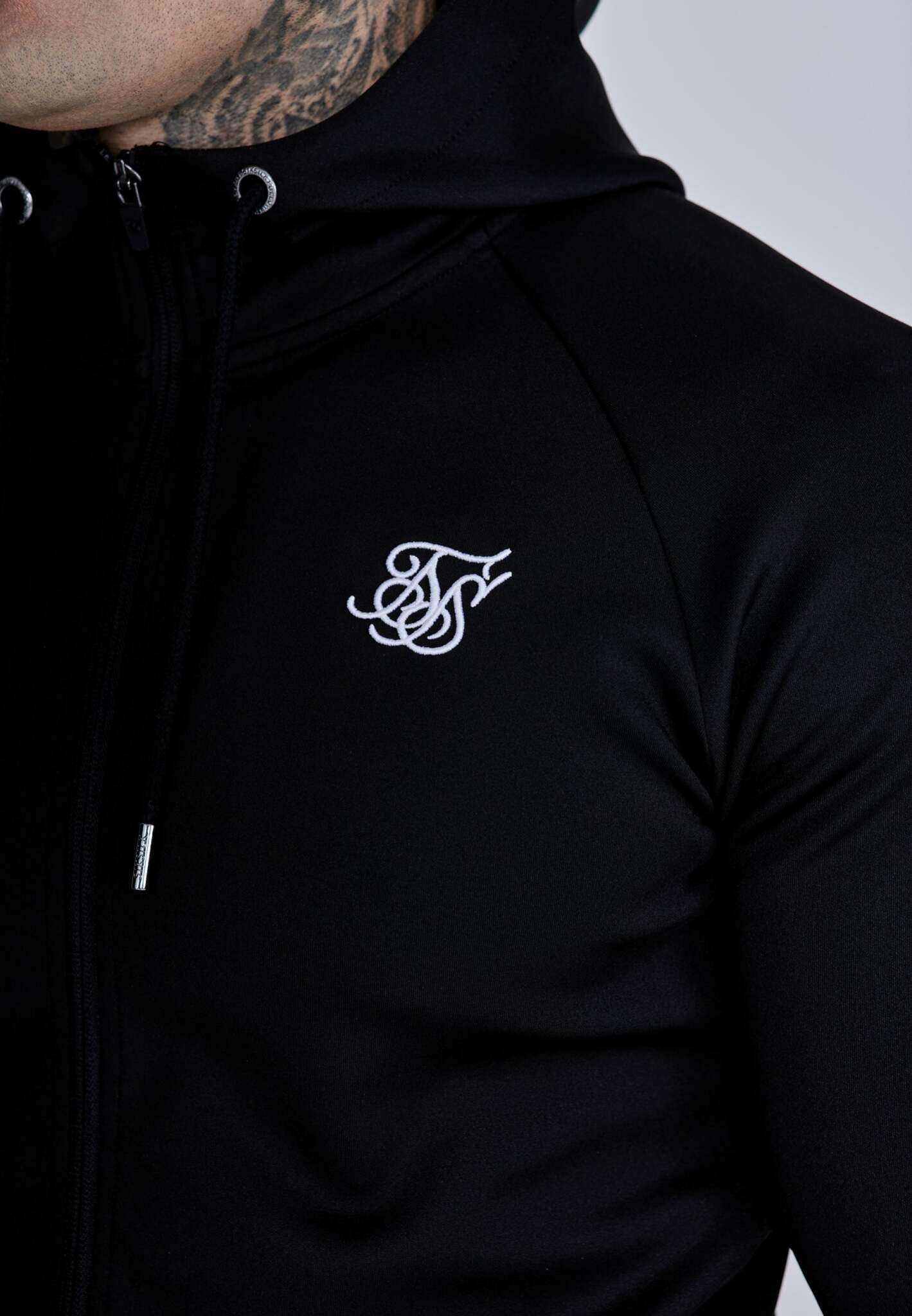 Essentials Poly FullZip Hoodie in Black Sweat Jackets SikSilk