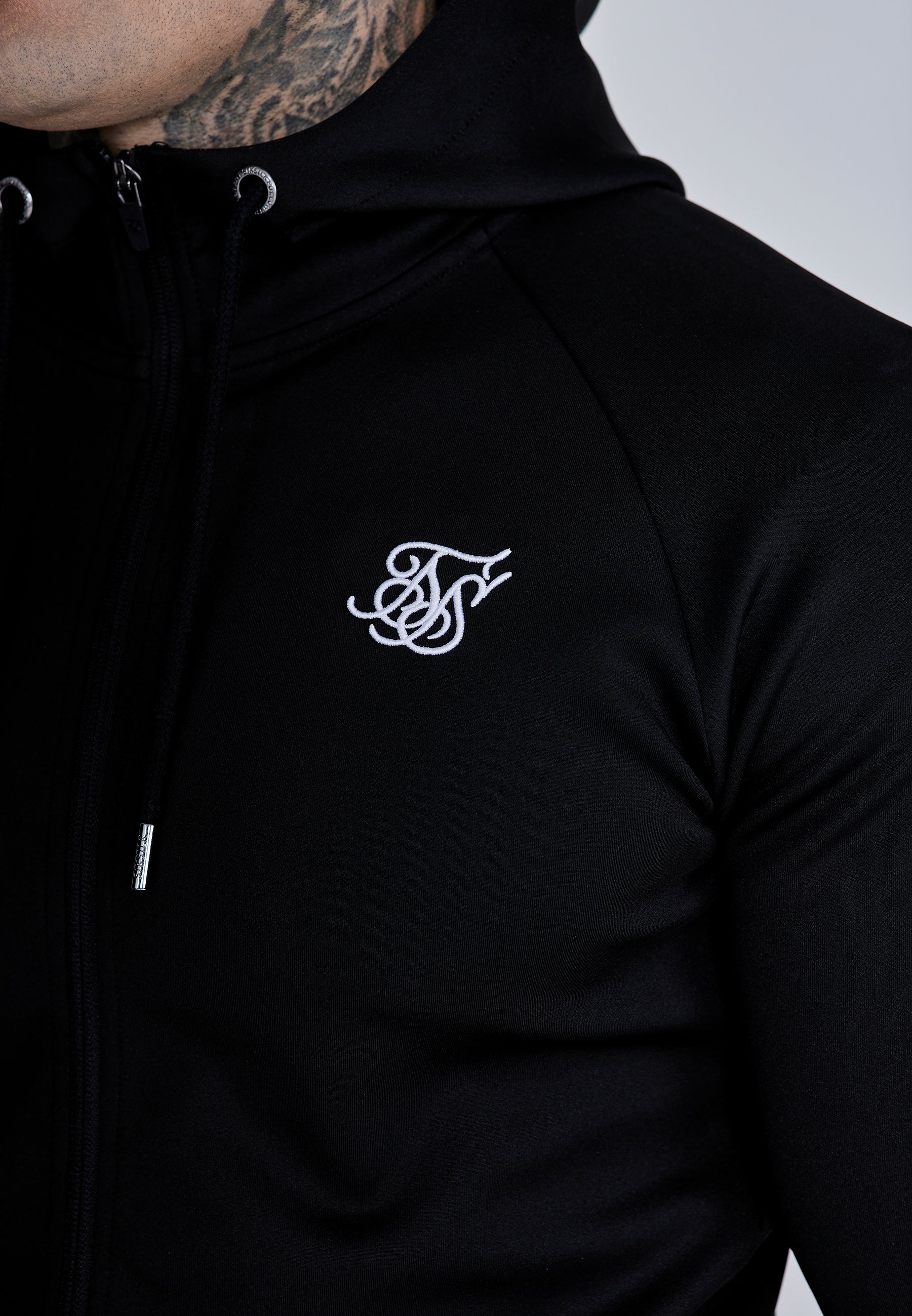 Essentials Poly FullZip Hoodie in Black