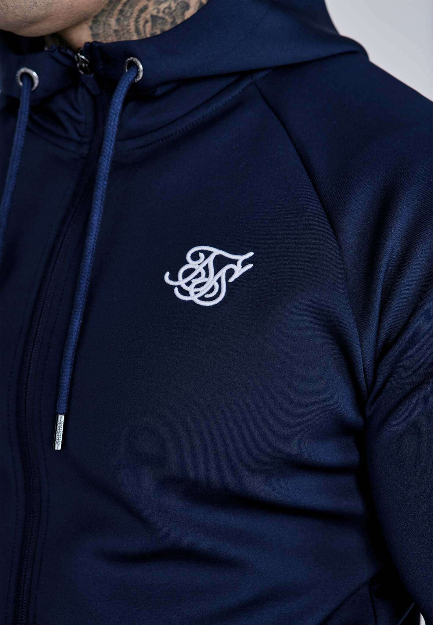 Essentials Poly FullZip Hoodie in Navy Sweatjackets SikSilk