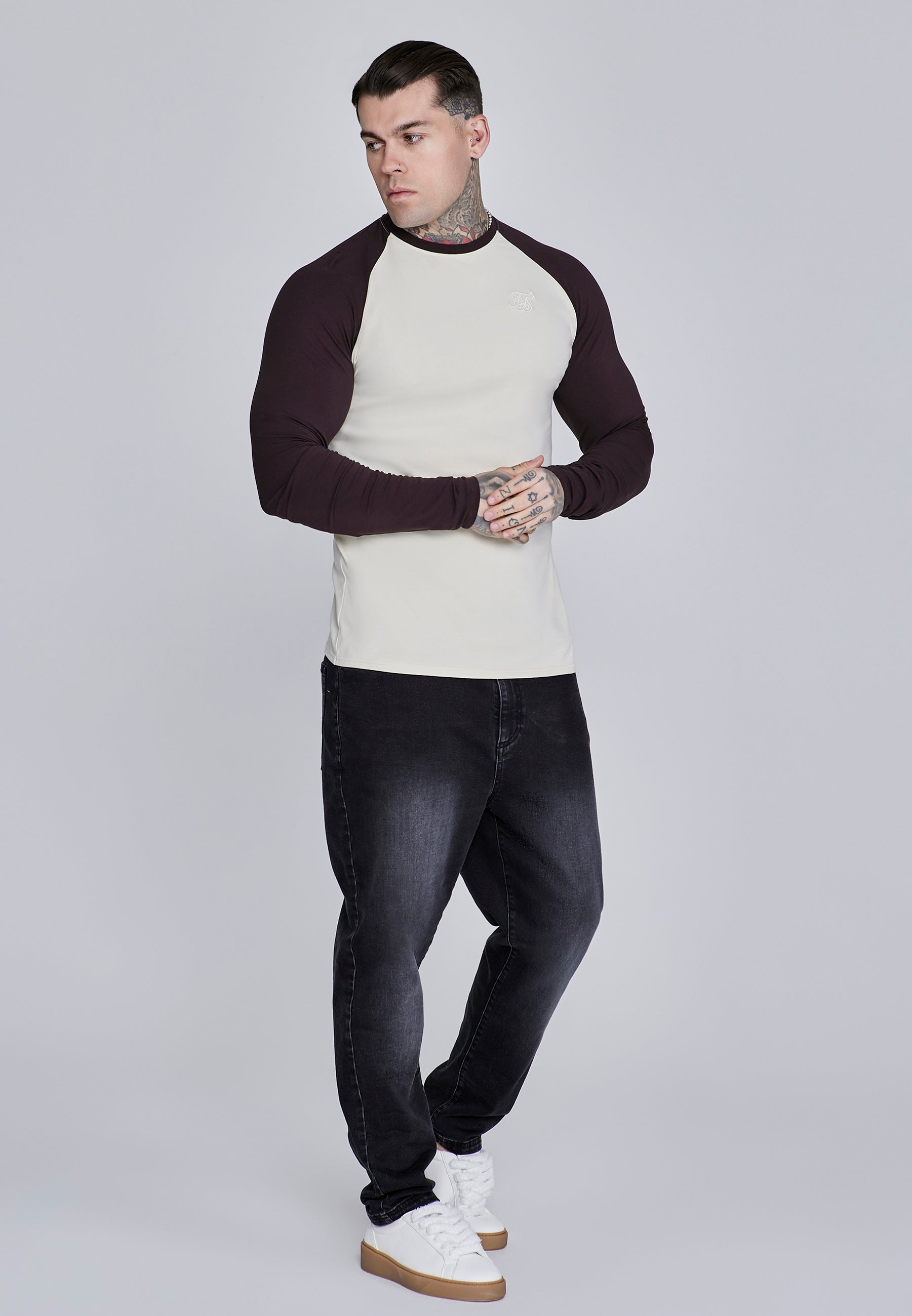 Muscle Fit T-Shirt in Ecru, Brown T-Shirts SikSilk