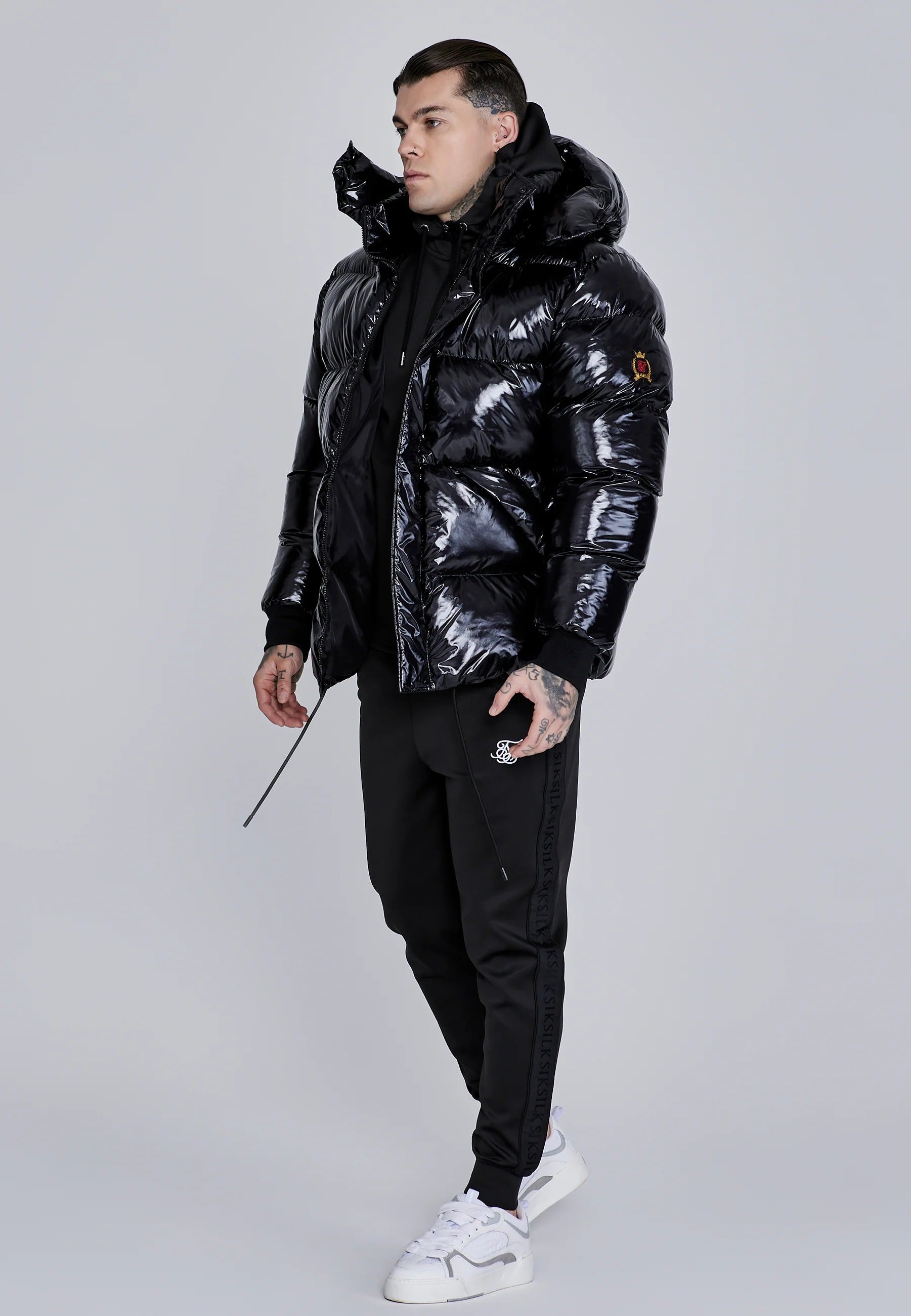 High Shine Puffer Jacket in Black