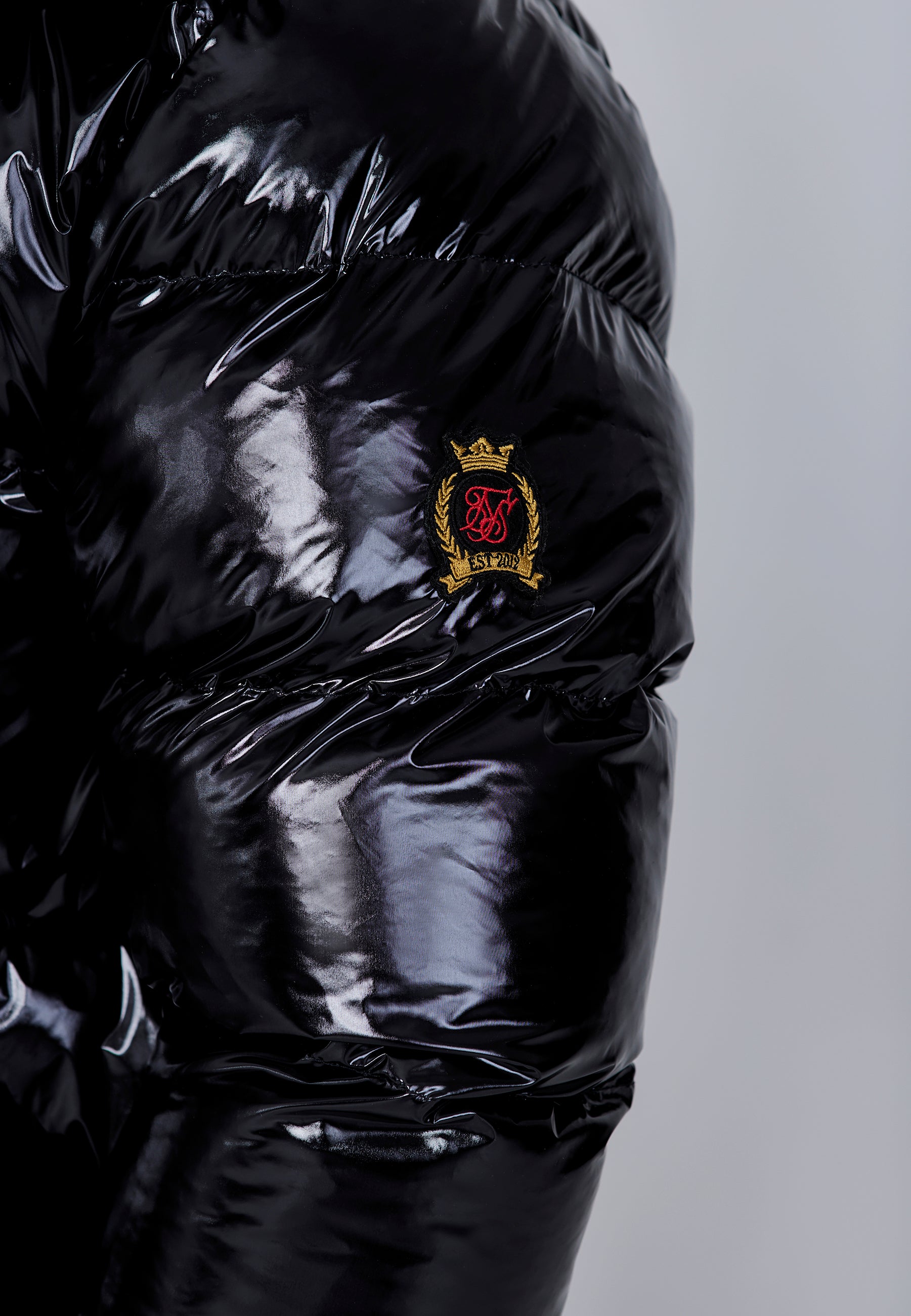 High Shine Puffer Jacket in Black Jackets SikSilk