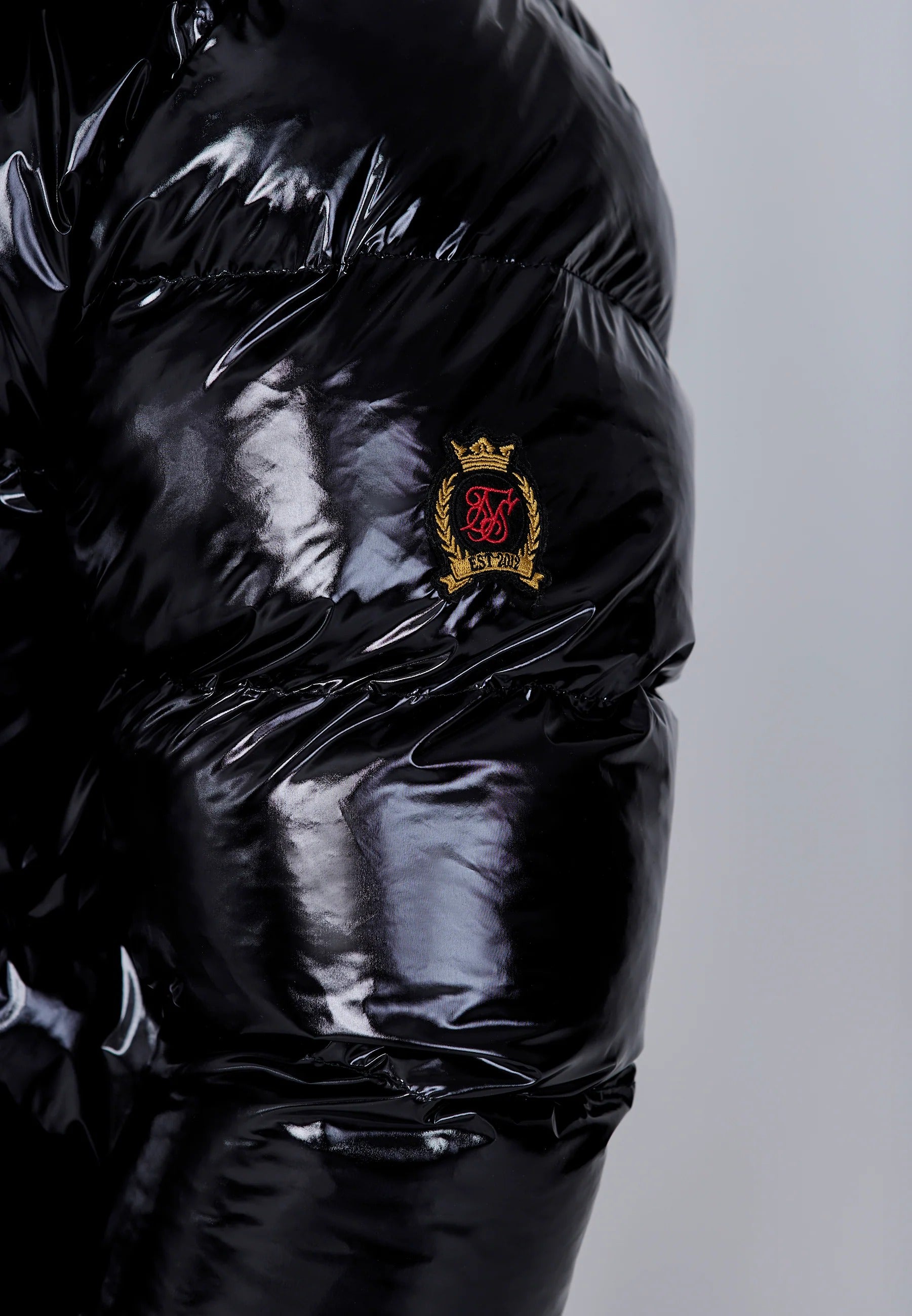 High Shine Puffer Jacket in Black