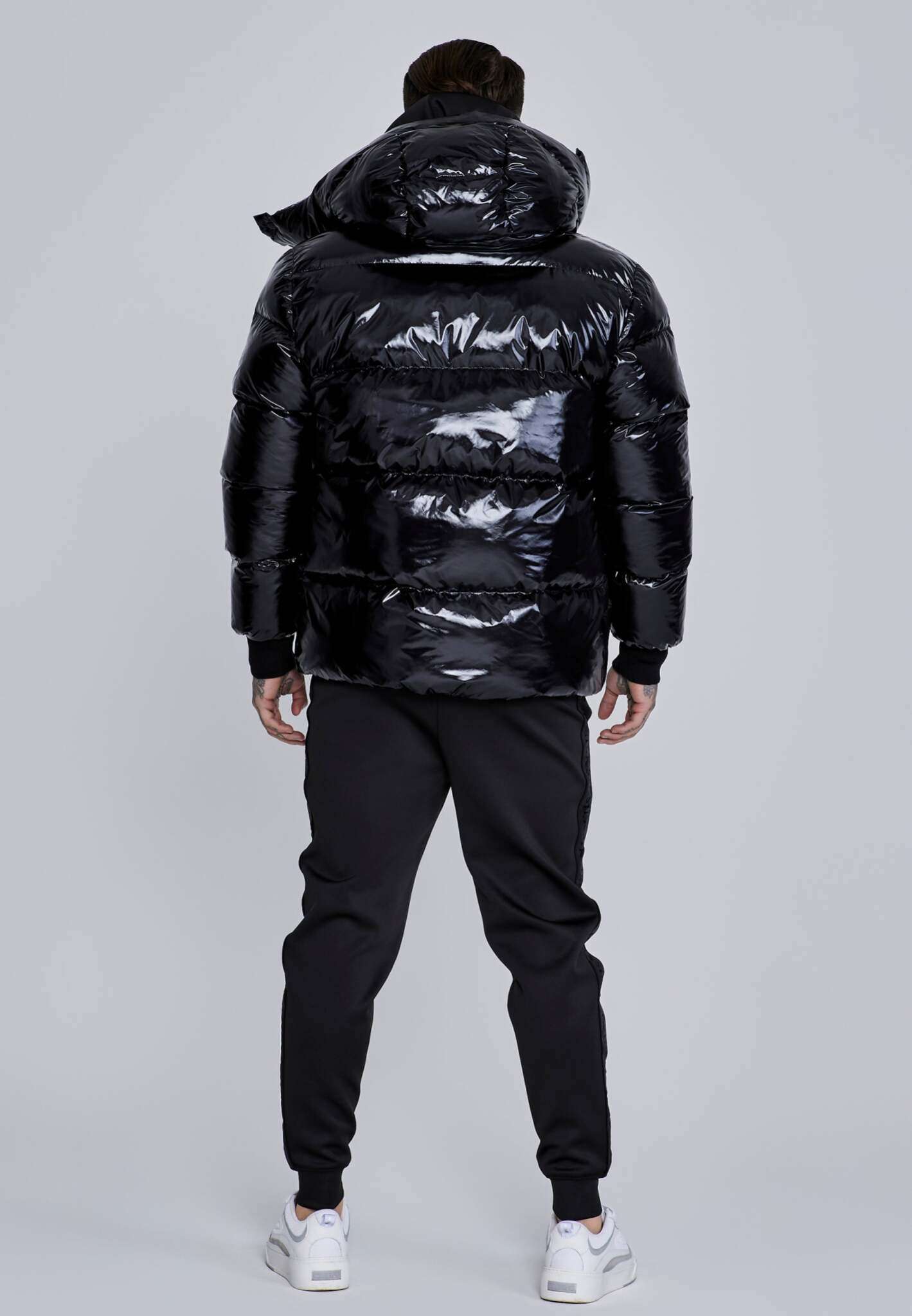High Shine Puffer Jacket in Black Jackets SikSilk