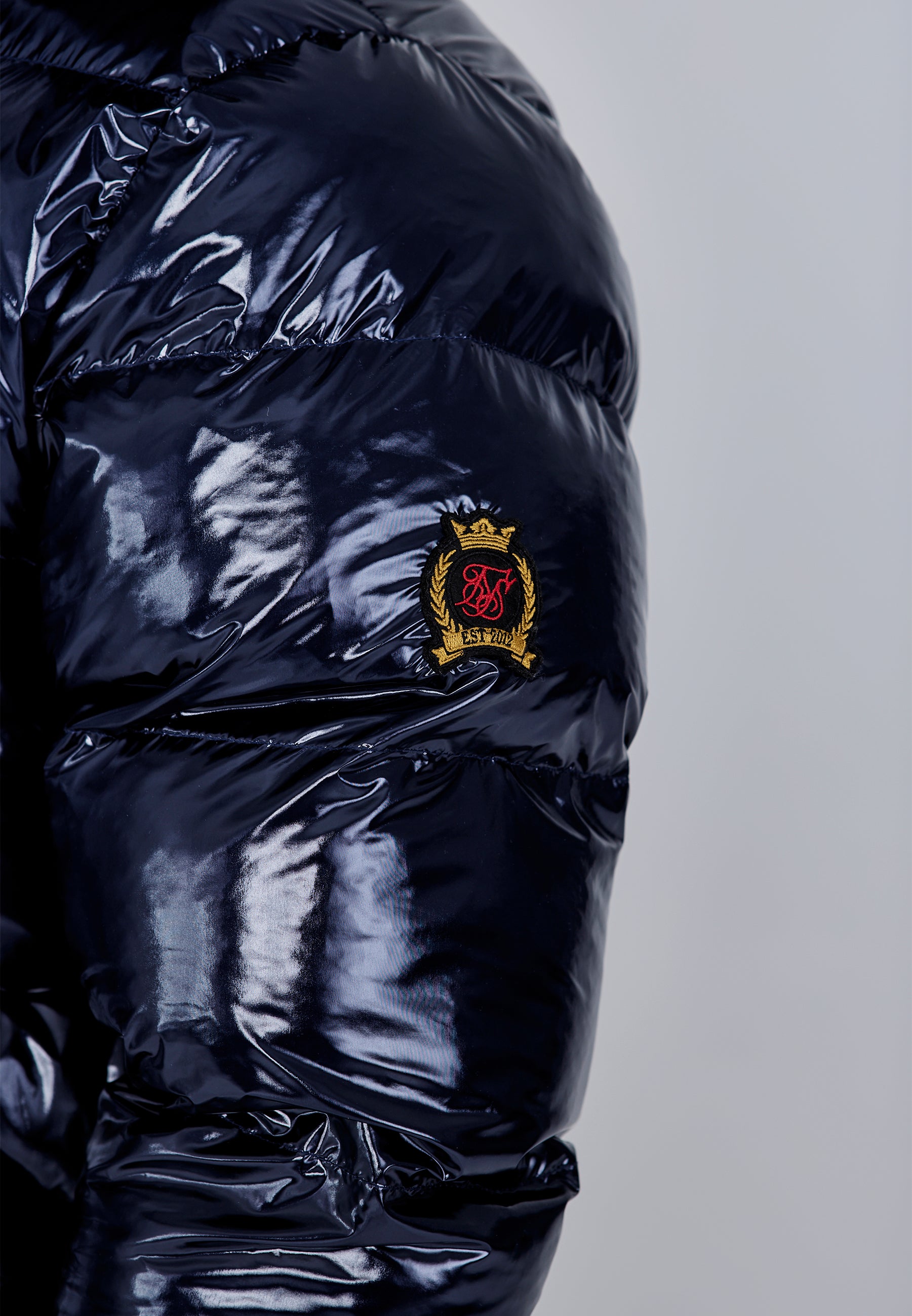 High Shine Puffer Jacket in Dark Navy