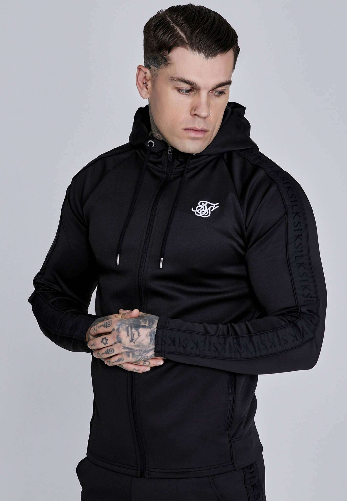 Hoodie And Joggers Set in Black Sets SikSilk