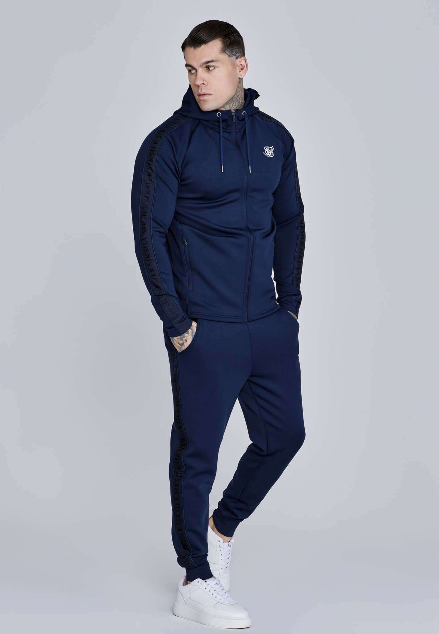 Hoodie And Joggers Set in Navy Sets SikSilk