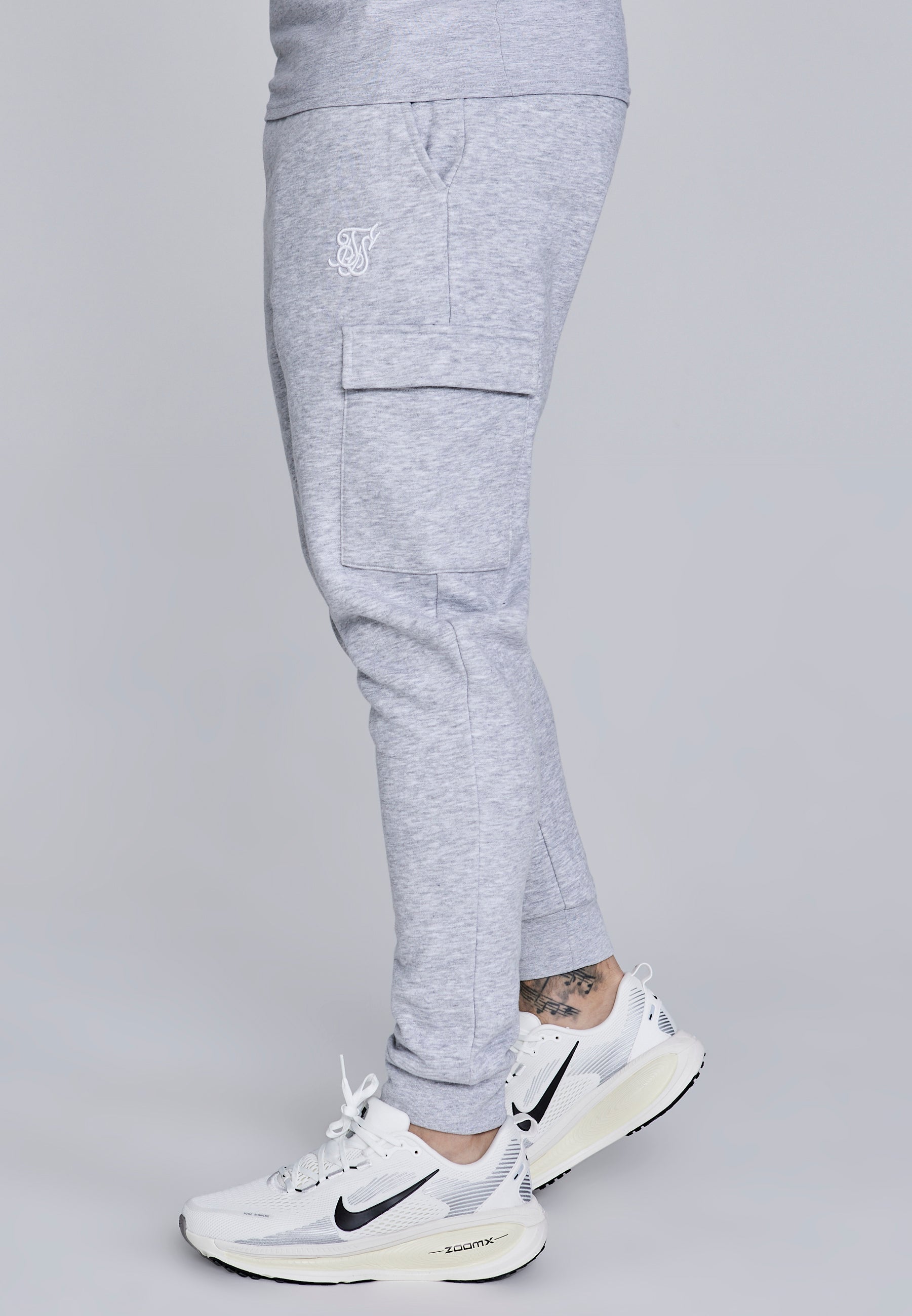 Essentials Cargo Joggers in Grey Marl Pants SikSilk