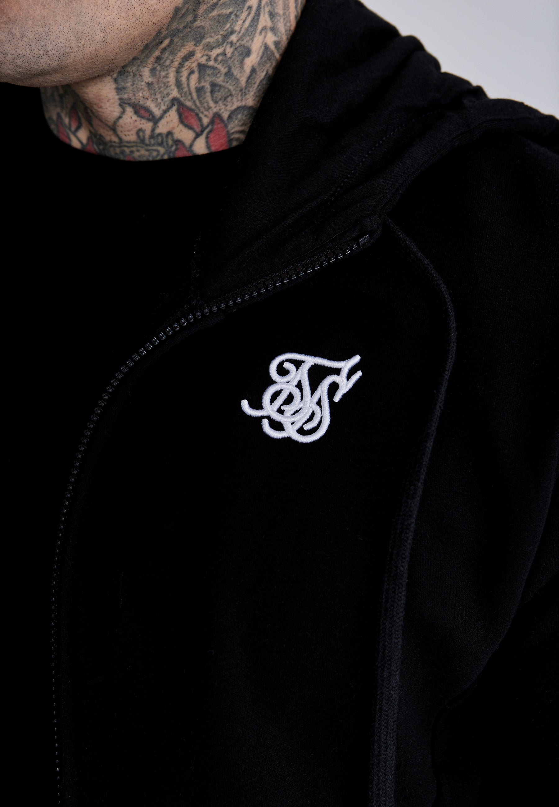 Essentials Full Zip Hoodie in Black Sweat Jackets SikSilk