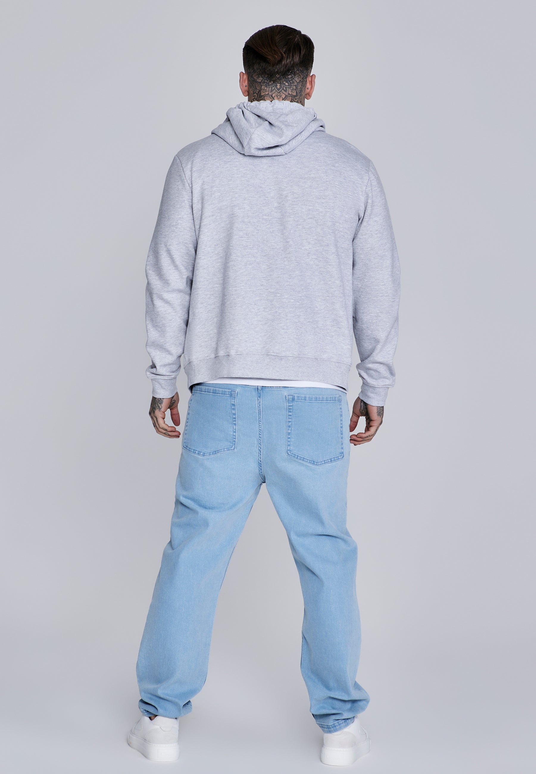 Essentials Full Zip Hoodie in Grey Marl Sweat Jackets SikSilk