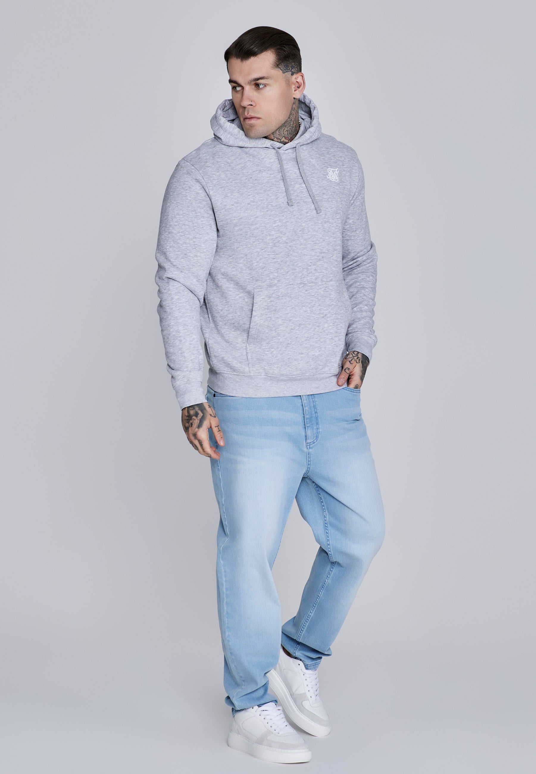 Essentials Hoodie in Grey Marl Hoodie SikSilk