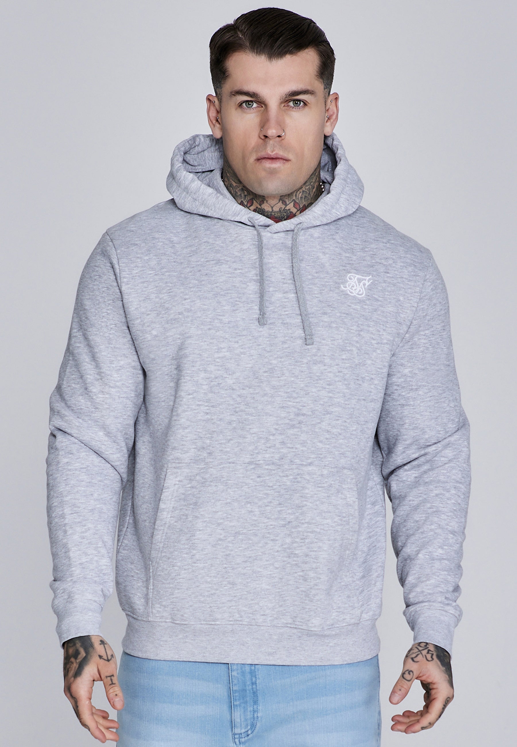 Essentials Hoodie in Grey Marl Hoodie SikSilk