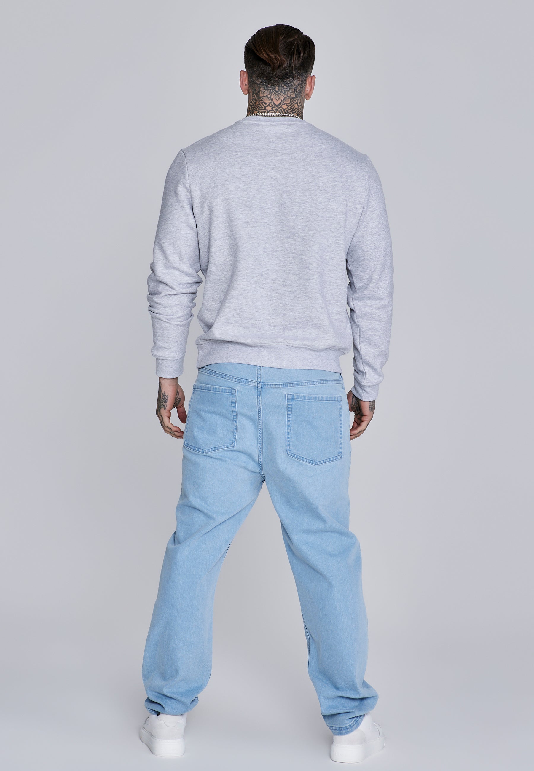 Essentials Sweater in Grey Marl Sweatshirts SikSilk