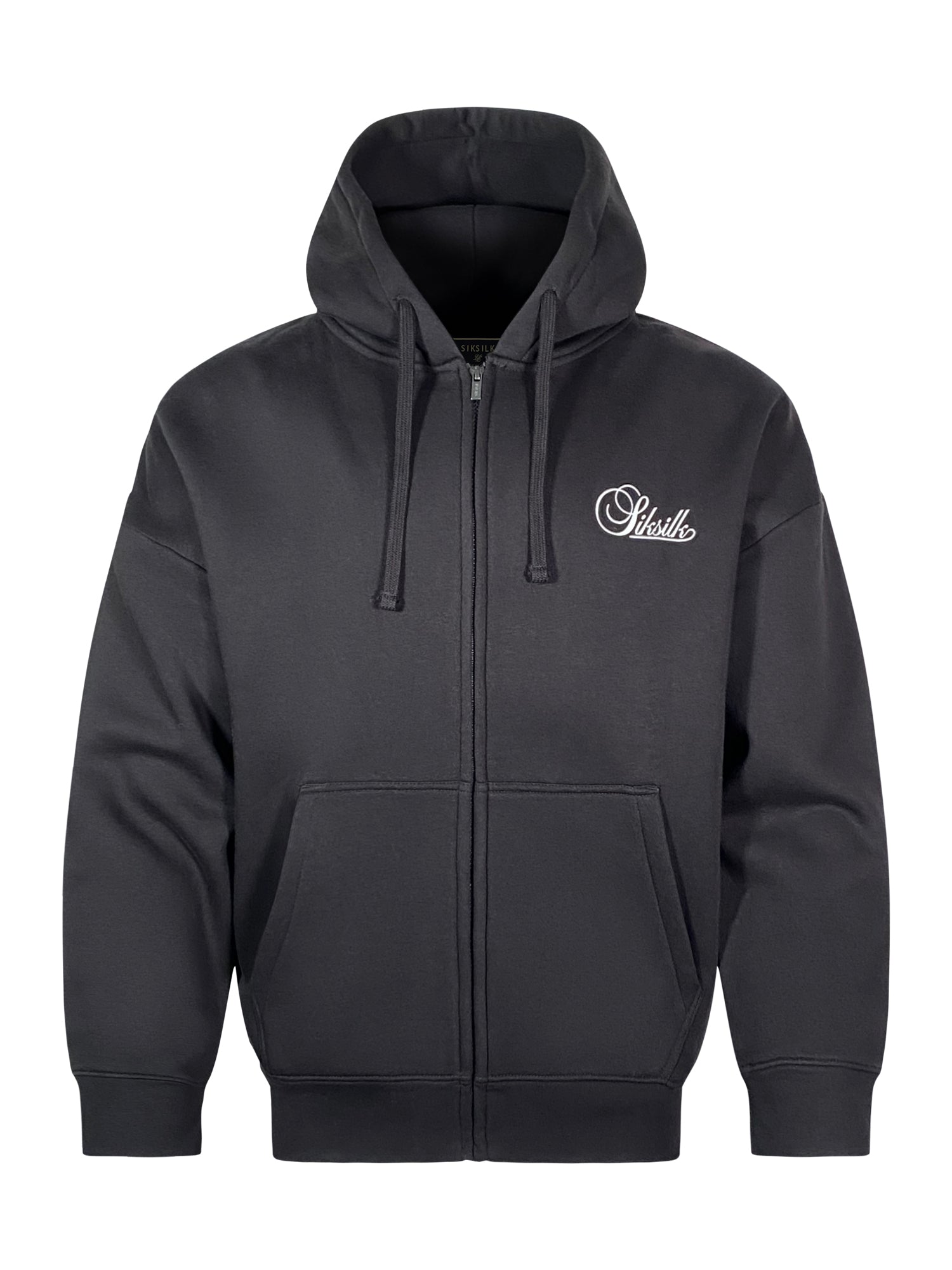 Essentials Full Zip Hoodie in Black Sweat Jackets SikSilk