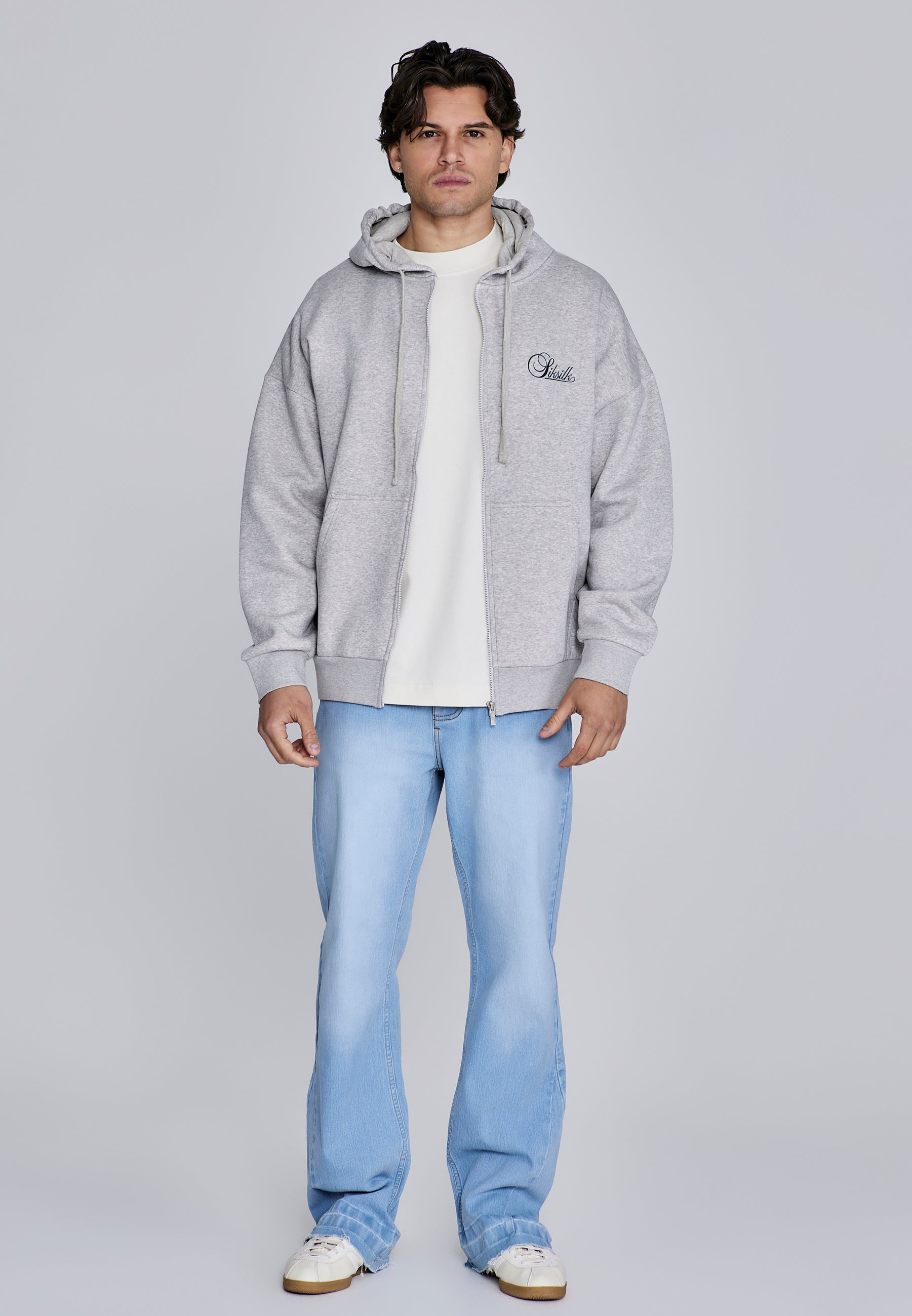Essentials Full Zip Hoodie in Grey Marl Sweat Jackets SikSilk