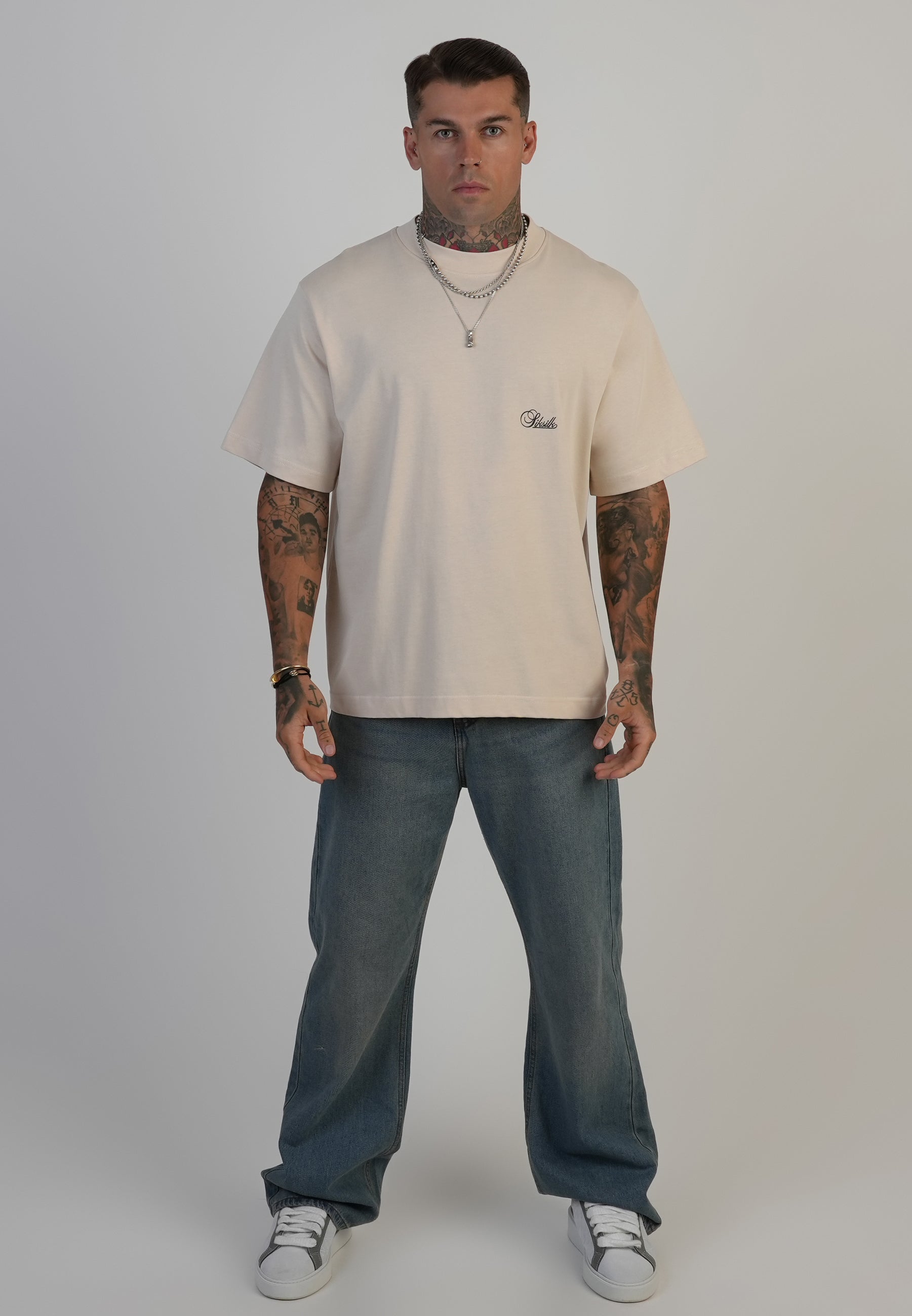 Oversized T-shirt in ecru T-shirts SikSilk