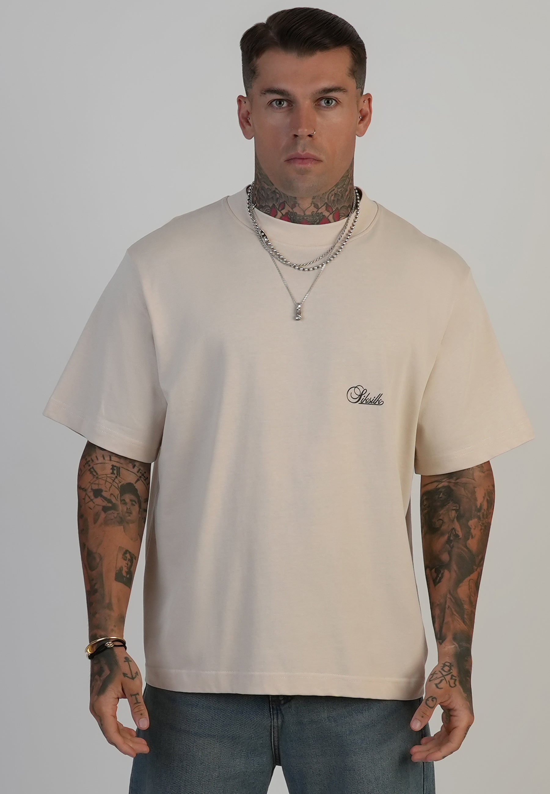 Oversized T-shirt in ecru T-shirts SikSilk
