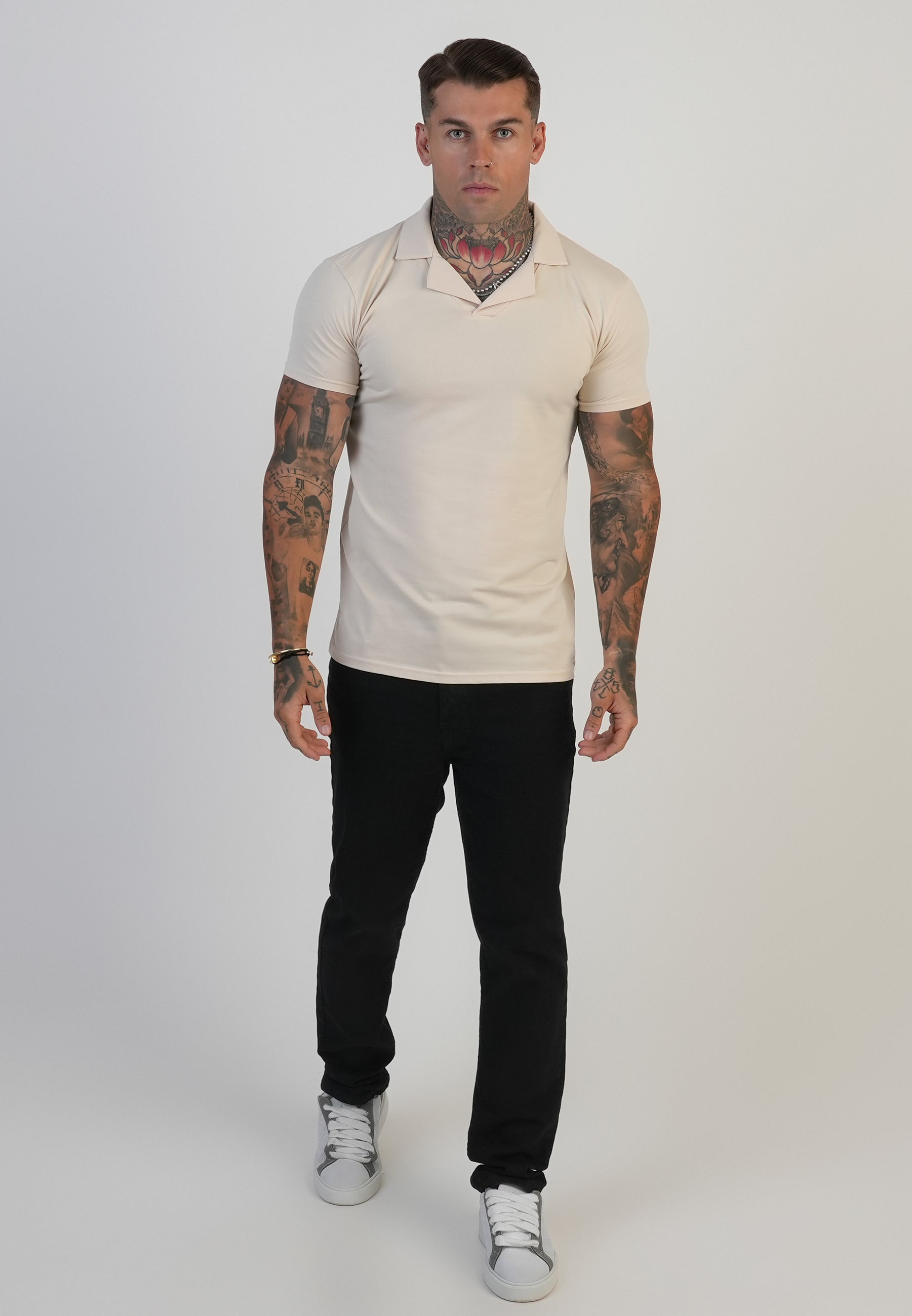 Revere polo in ecru T-shirts SikSilk