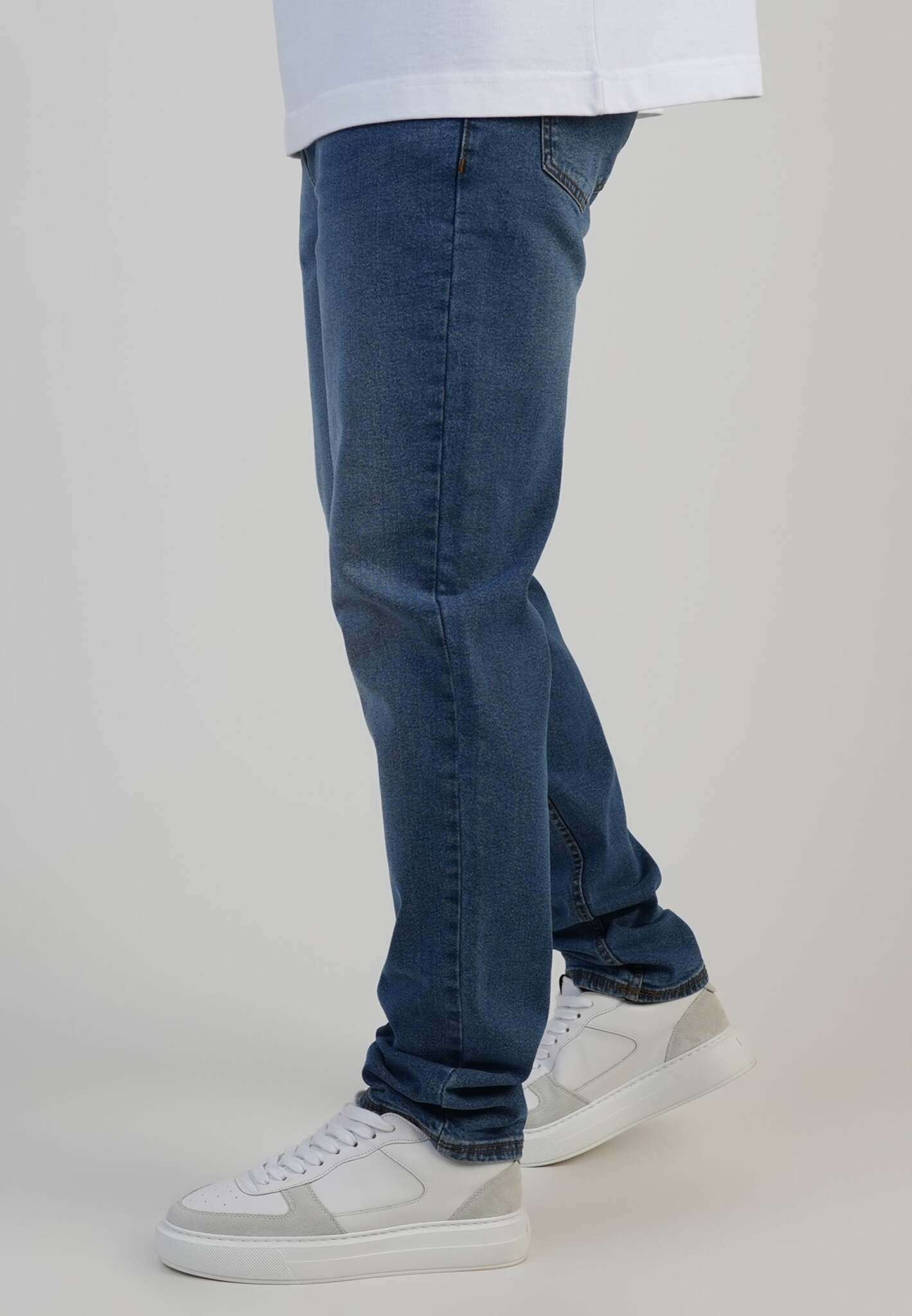 Slim Fit Jeans in Washed Mid Blue Jeans SikSilk