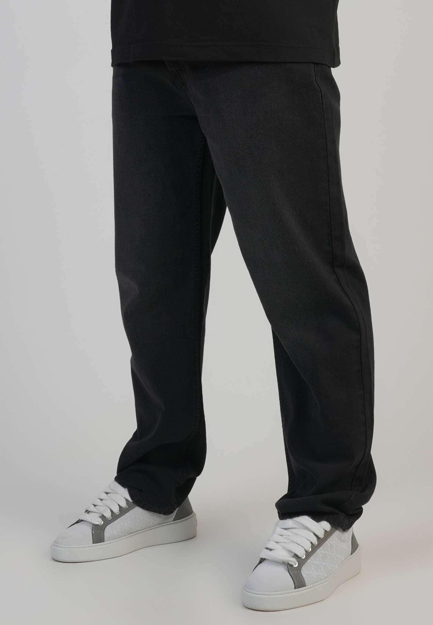 Straight Fit Jeans in Washed Black Jeans SikSilk