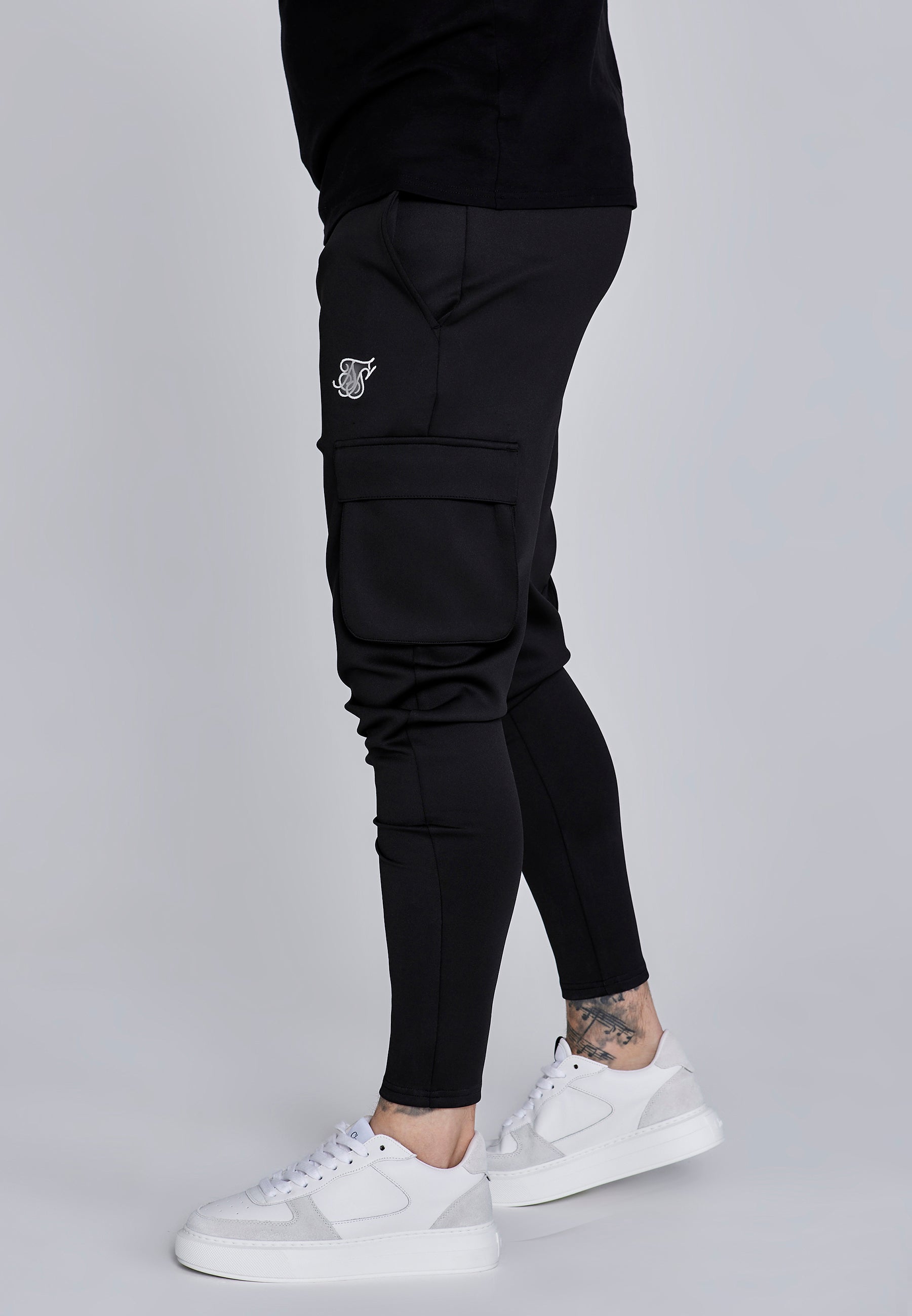 Essentials Poly Cargos in Black Pants SikSilk