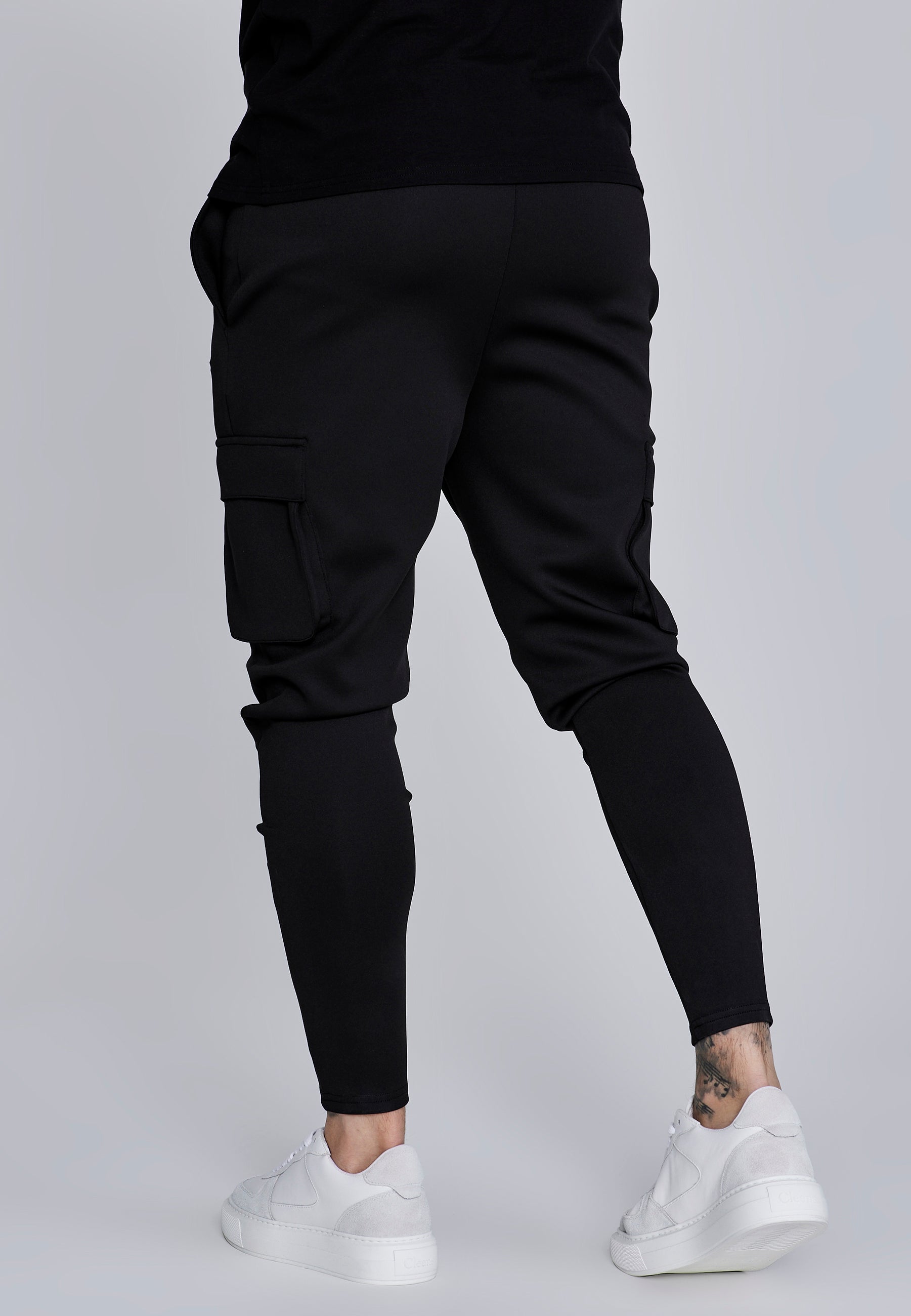 Essentials Poly Cargos in Black Pants SikSilk