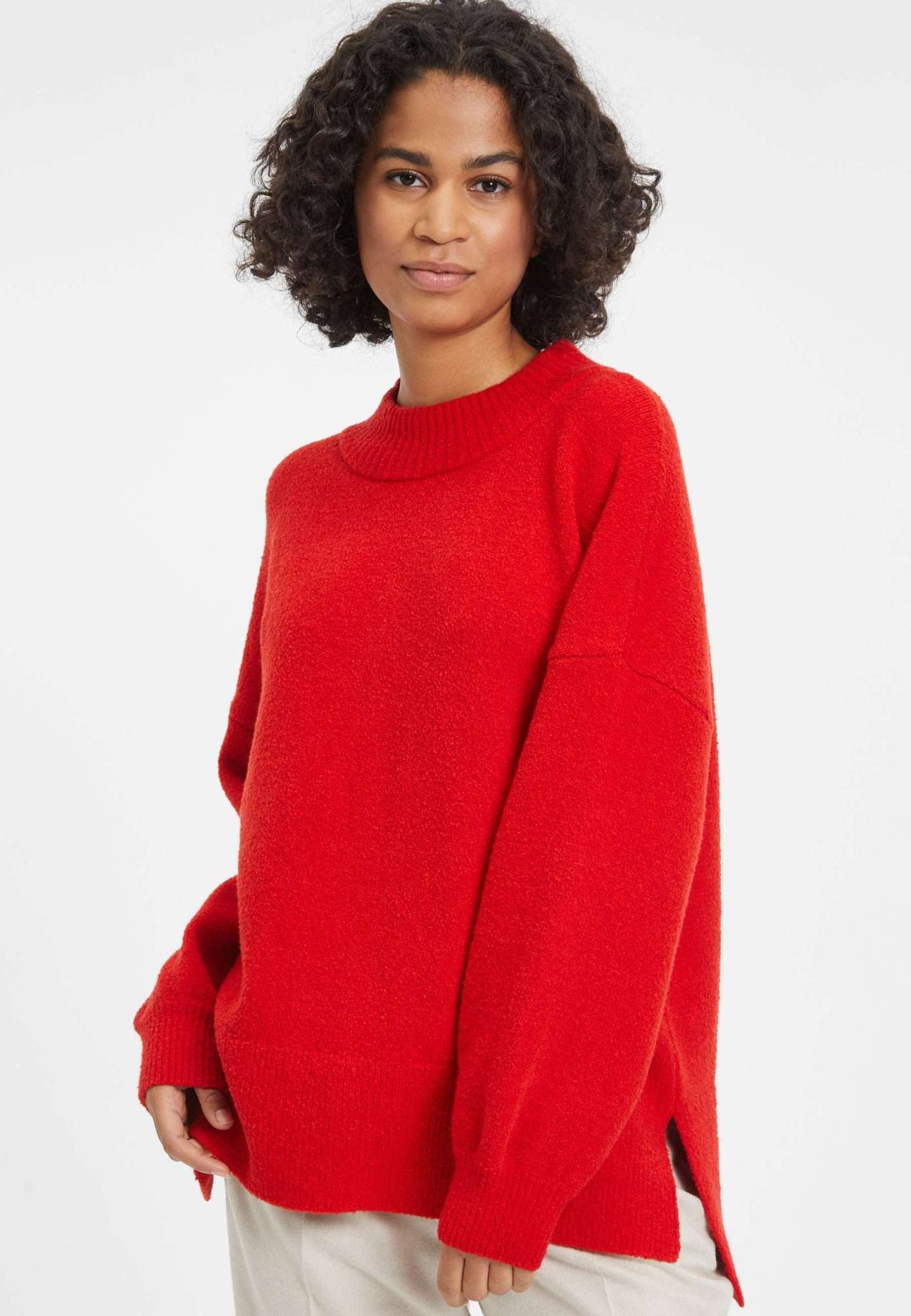 Barlt Boucle Knit Sweater in Fiery Red