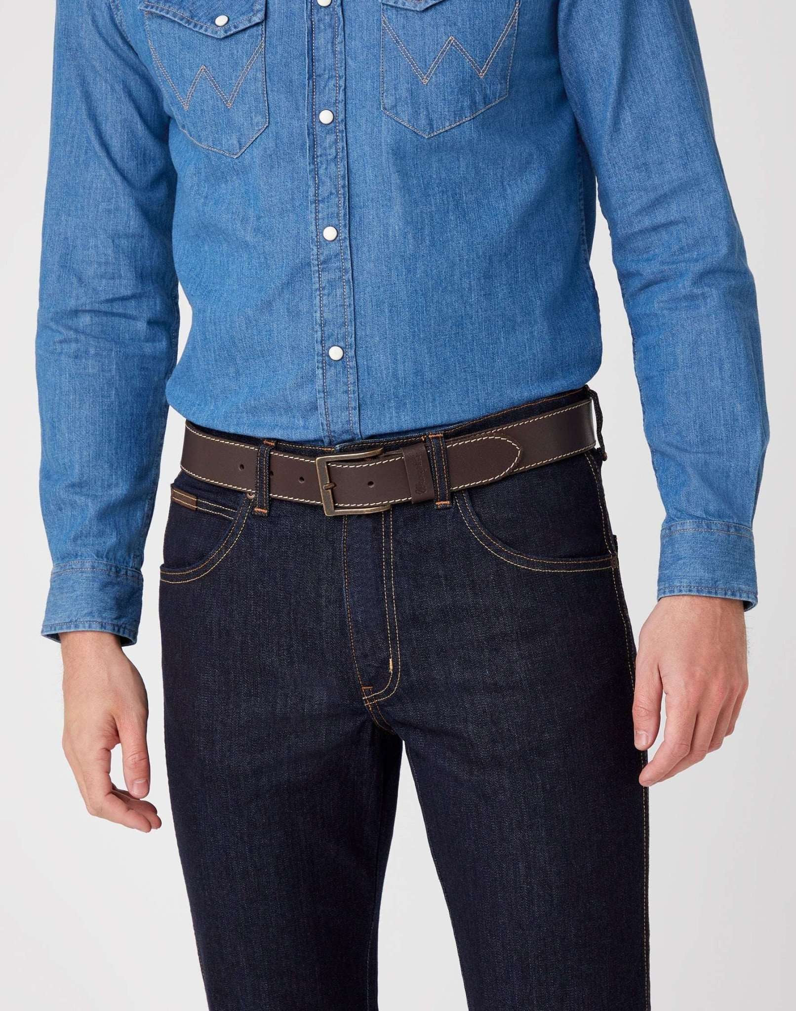 Stitched Belt in Brown Belt Wrangler