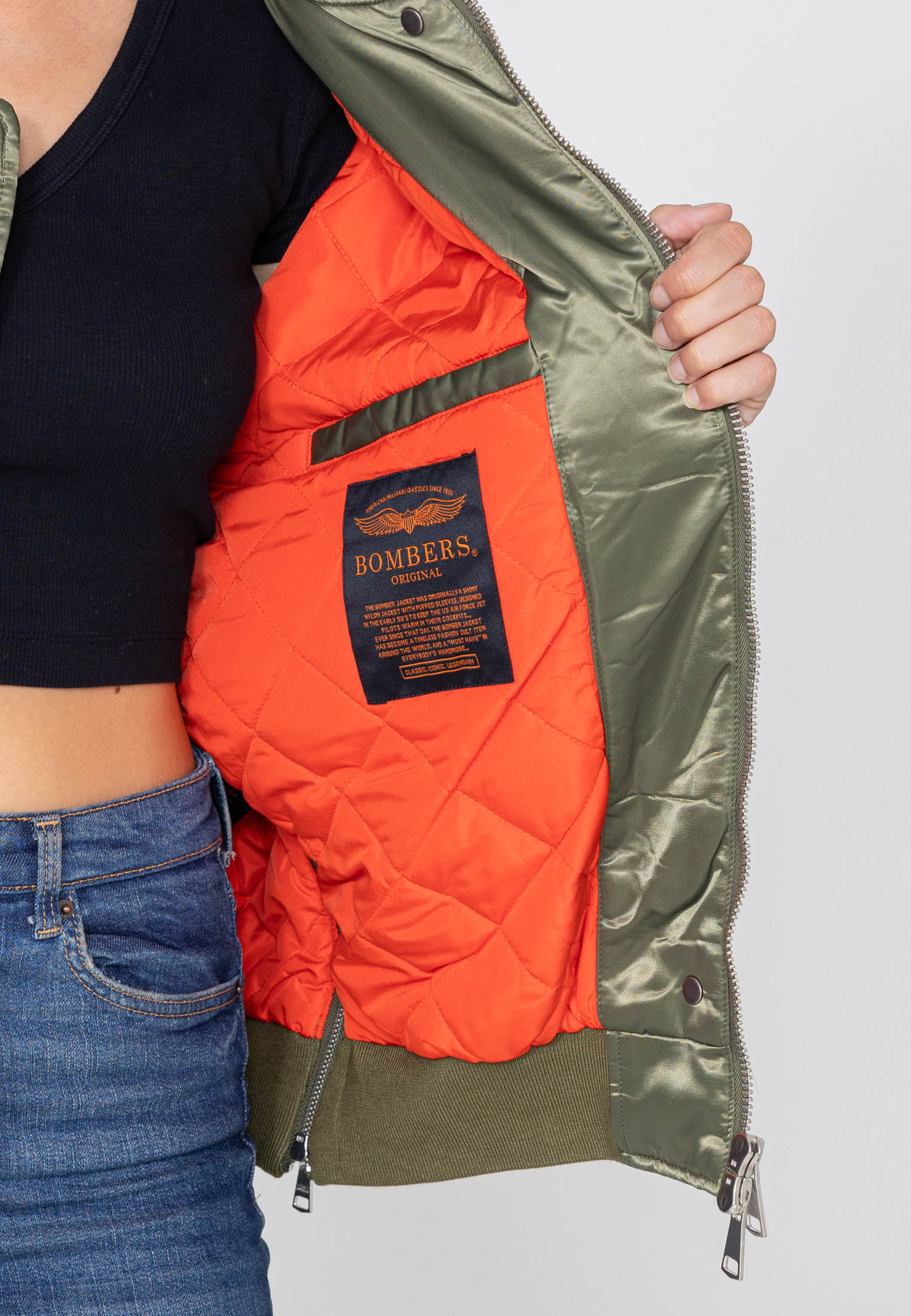 Wavy U bomber jacket in kaki Jackets Bombers Original