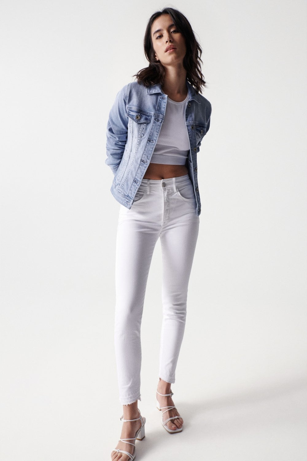 Denim Trucker Jacket in Medium Light Jackets Salsa Jeans