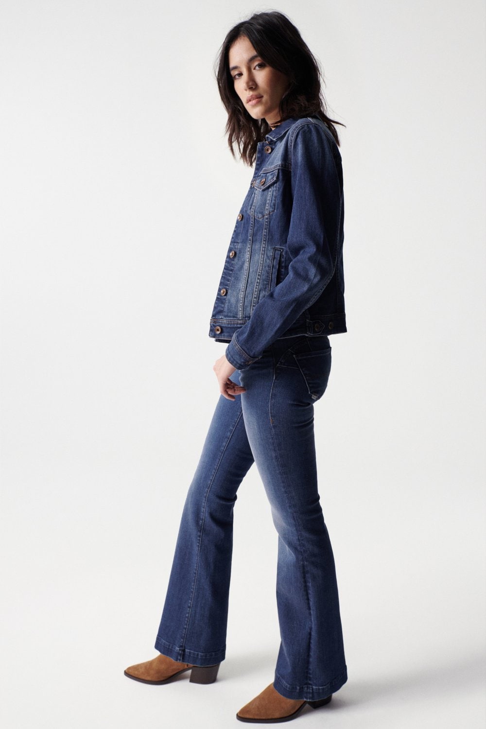 Denim Trucker Jacket in Dark Wash Jackets Salsa Jeans