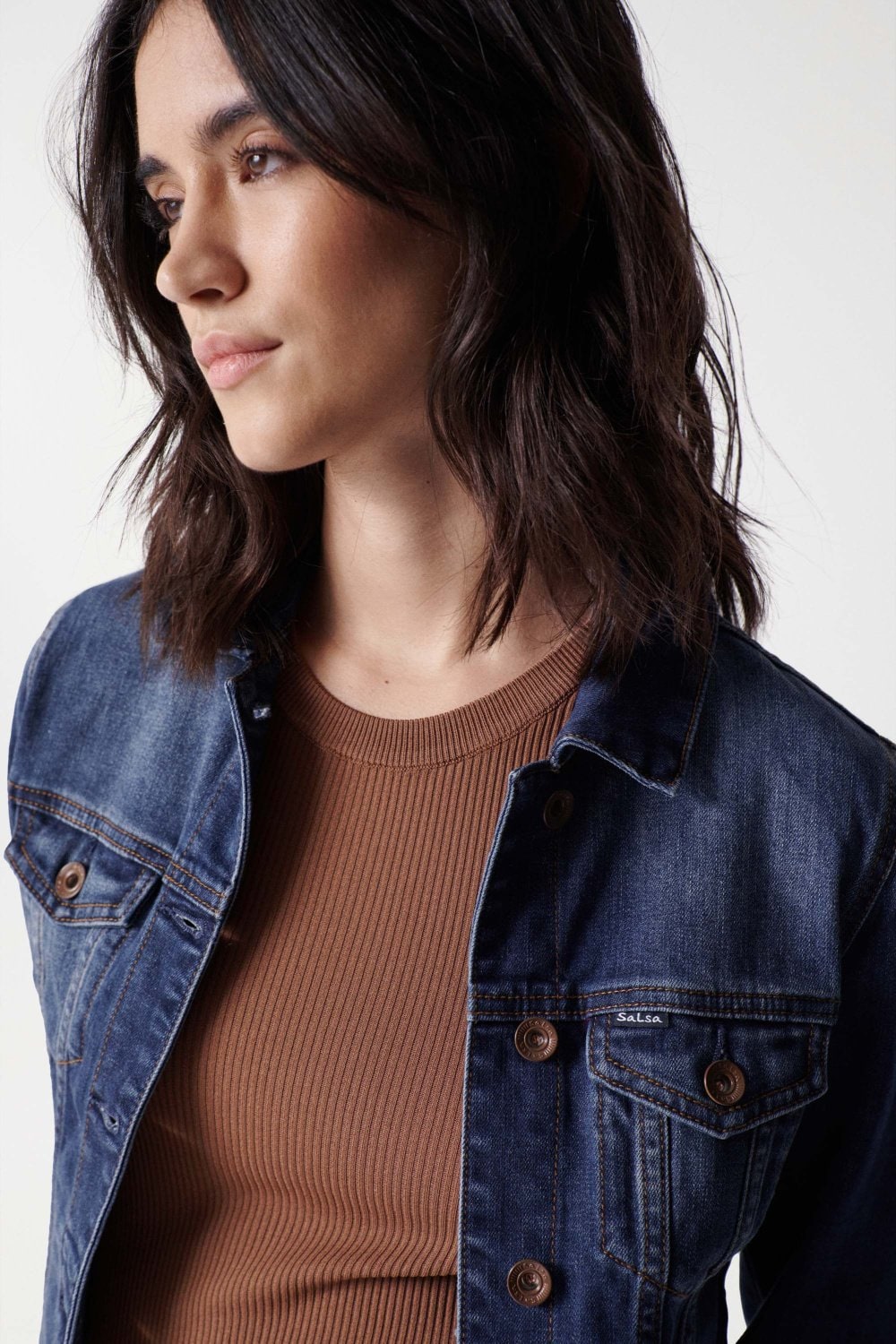 Denim Trucker Jacket in Dark Wash Jackets Salsa Jeans