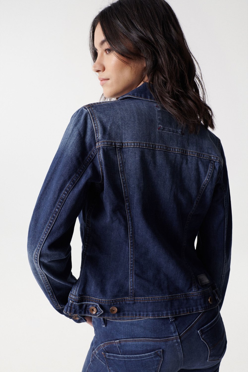 Denim Trucker Jacket in Dark Wash Jackets Salsa Jeans