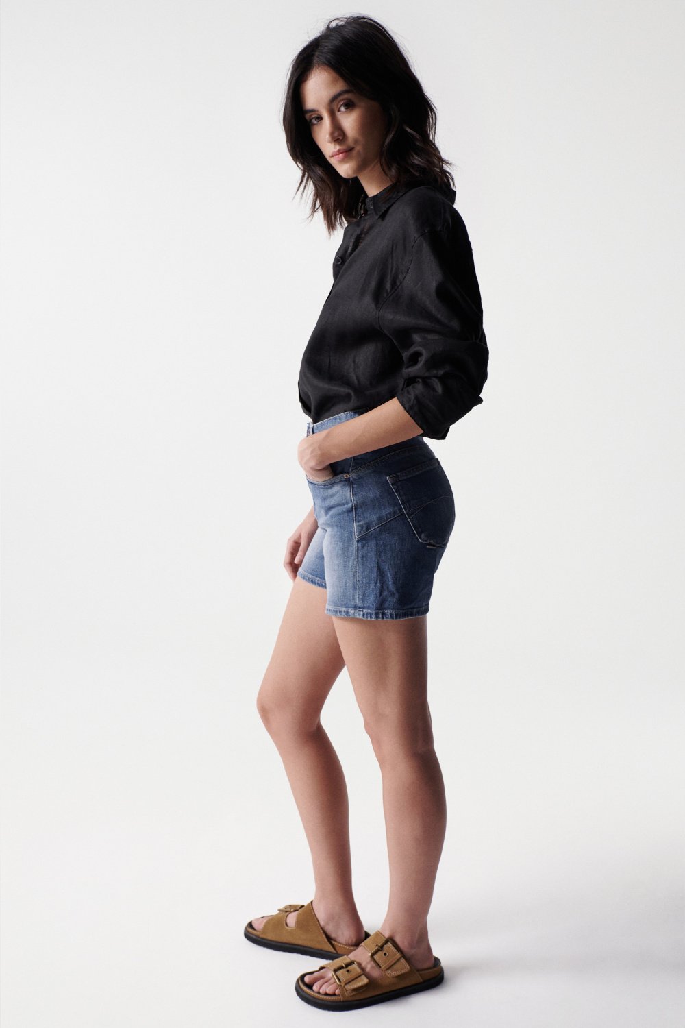Short Glamour Push-In in Medium Wash Jean Shorts Salsa Jeans