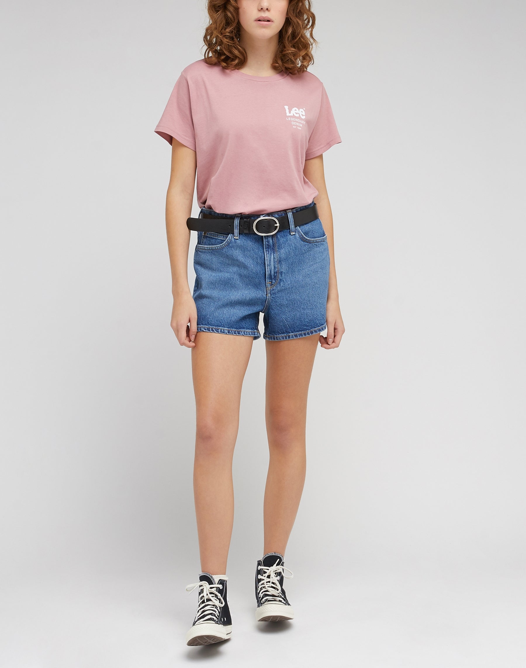 Carol Short in Blue Speed Jean Shorts Lee