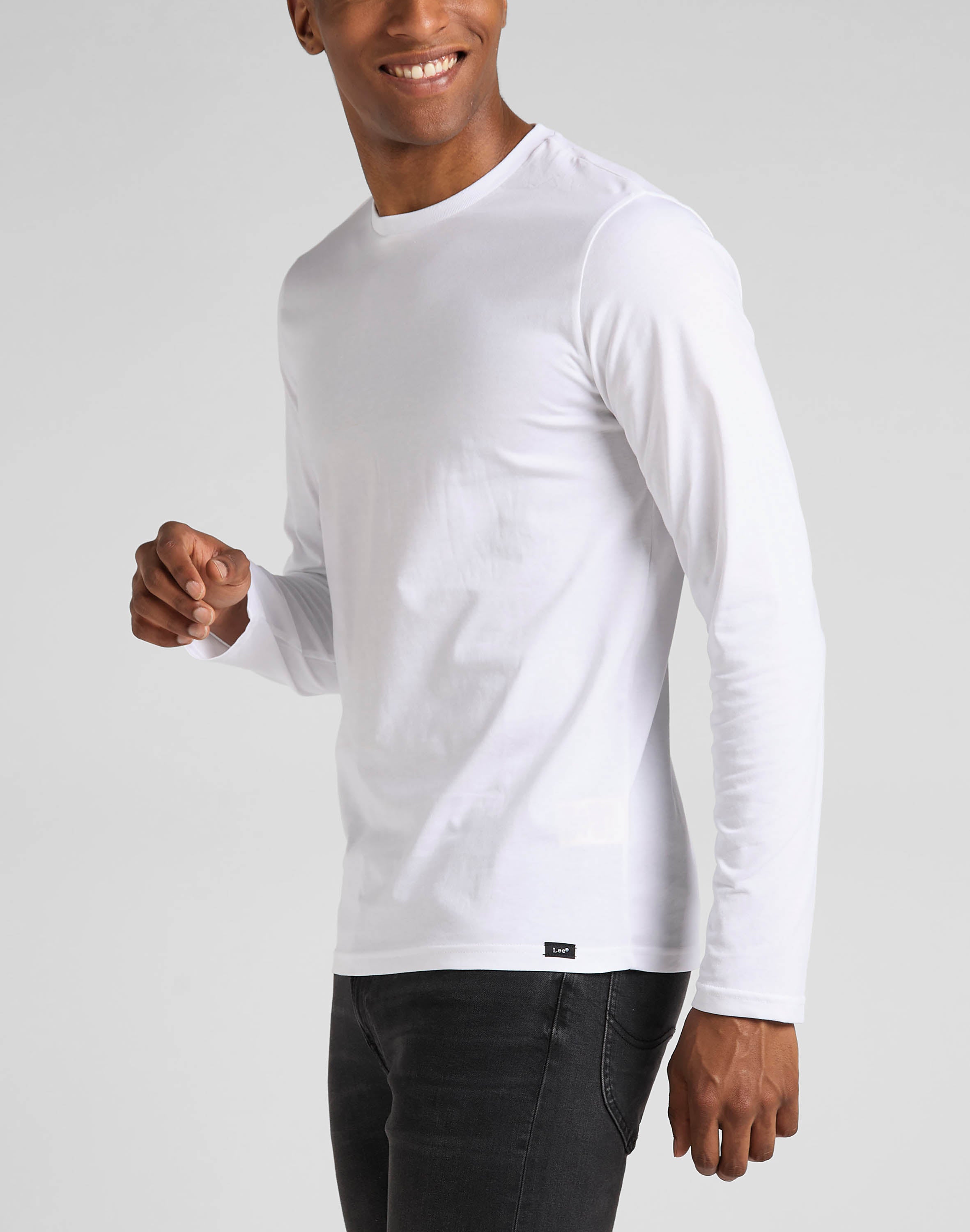 Twin Pack Crew Long Sleeve in Black/White Shirts Lee