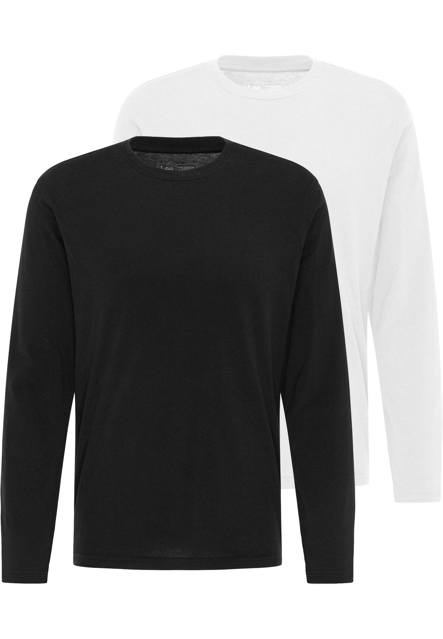 Twin Pack Crew Long Sleeve in Black/White Shirts Lee