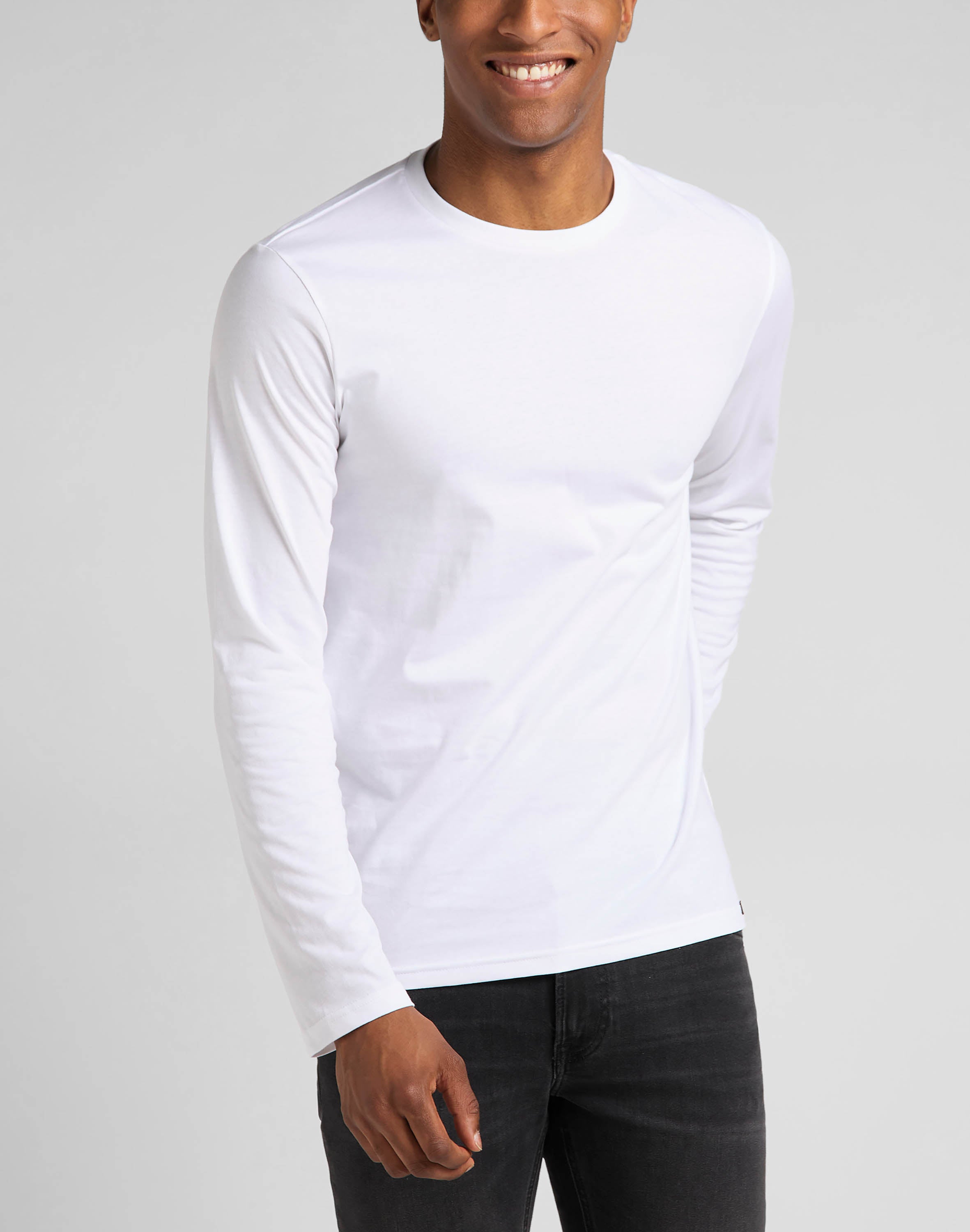 Twin Pack Crew Long Sleeve in Black/White Shirts Lee