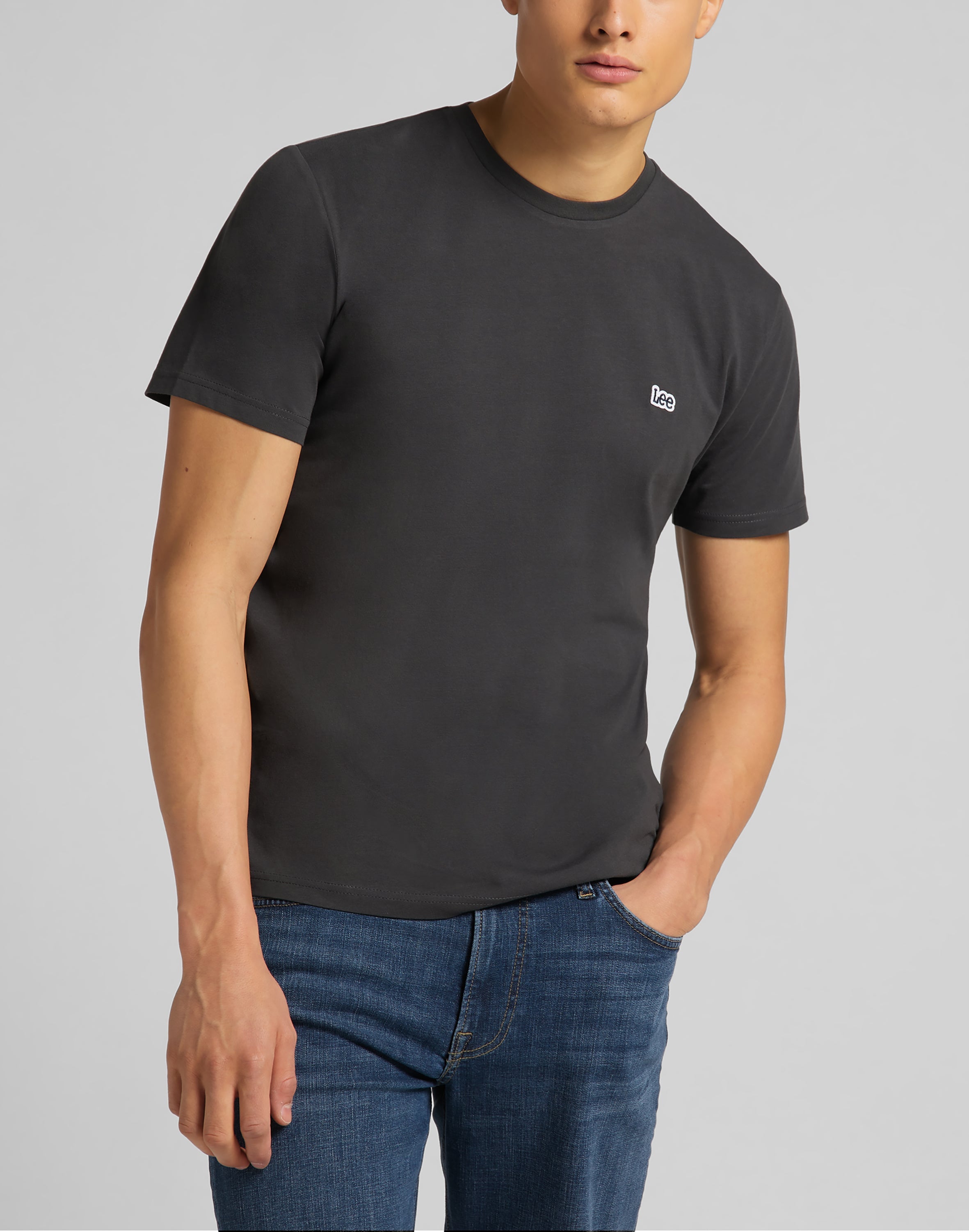 Short Sleeve Patch Logo Tee in Washed Black T-Shirts Lee