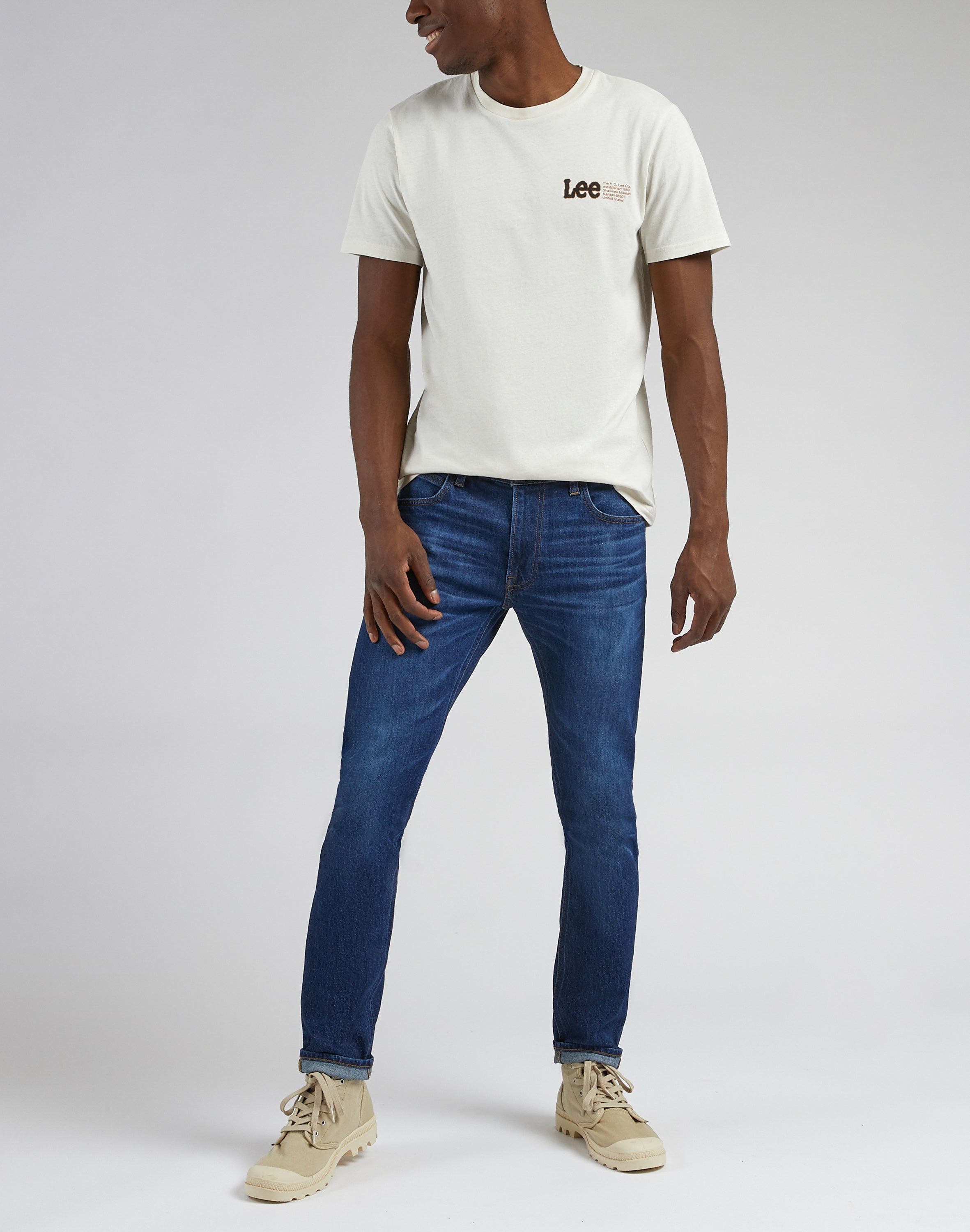 Luke Low Stretch in Dark Worn Kansas Jeans Lee
