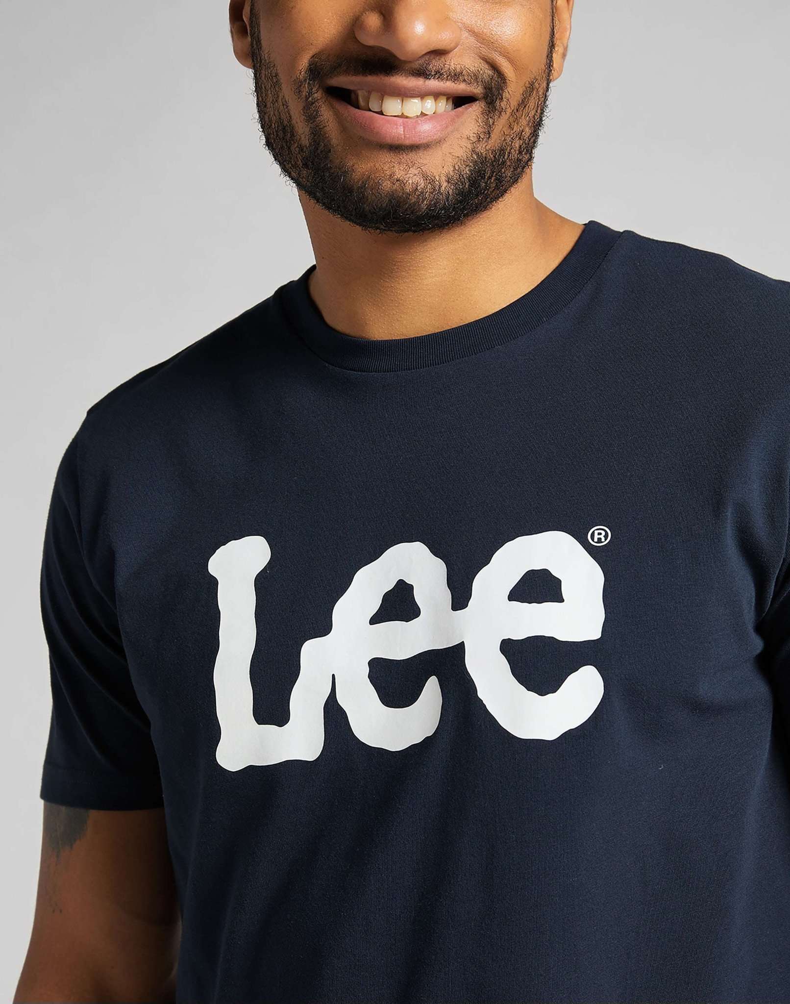 Wobbly Logo Tee in Navy T-Shirts Lee   