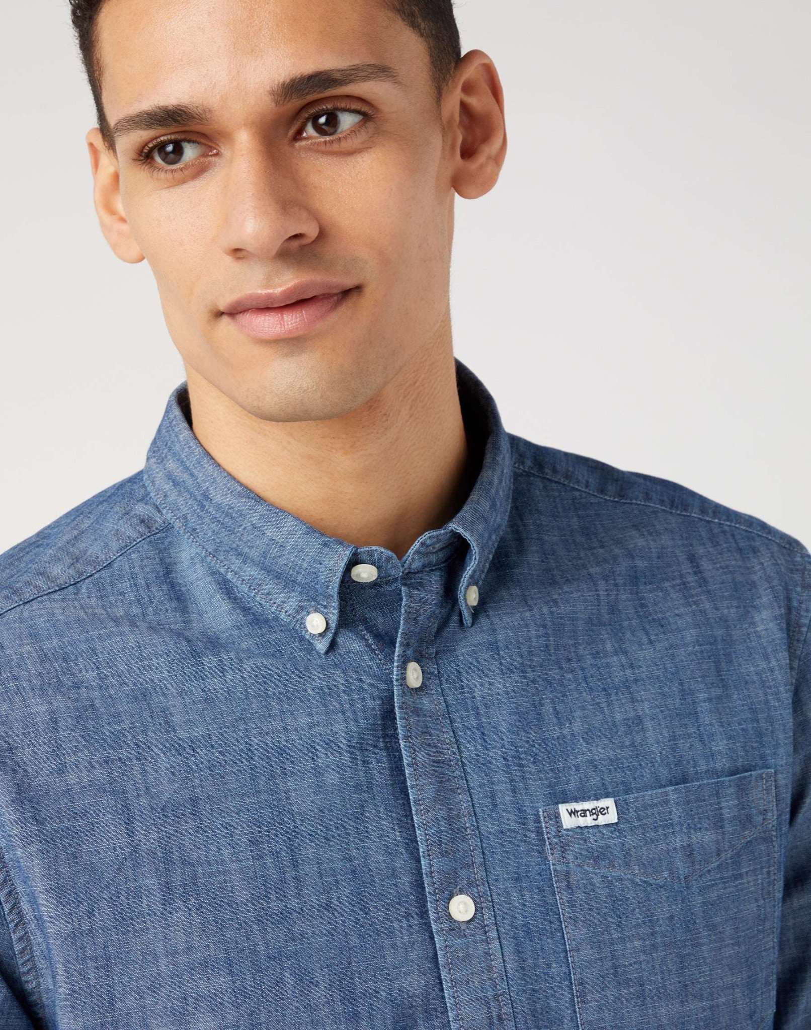 LS 1 Pocket Button Down Shirt in Dark Indigo Shirts Wrangler   