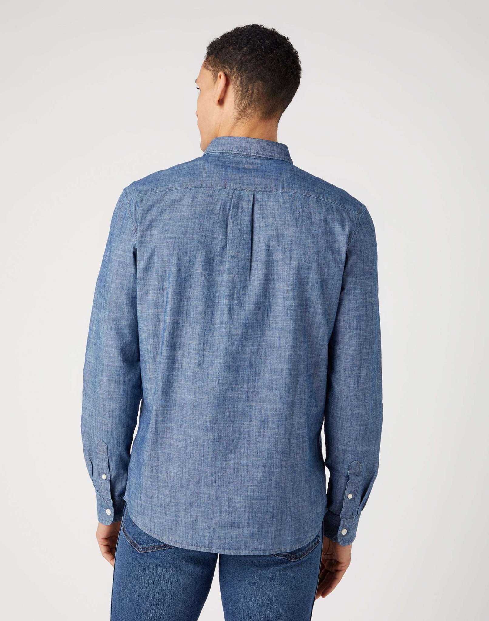 LS 1 Pocket Button Down Shirt in Dark Indigo Shirts Wrangler   