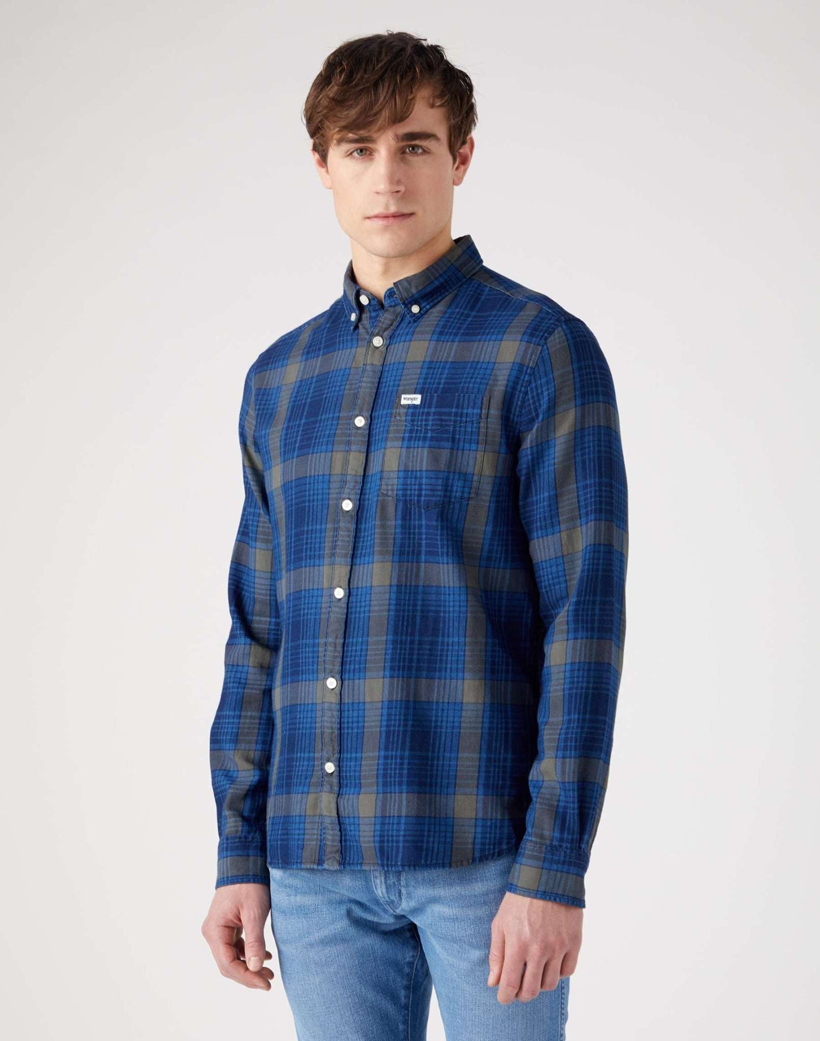 LS 1 Pocket Button Down Shirt in Dark Indigo Shirts Wrangler   