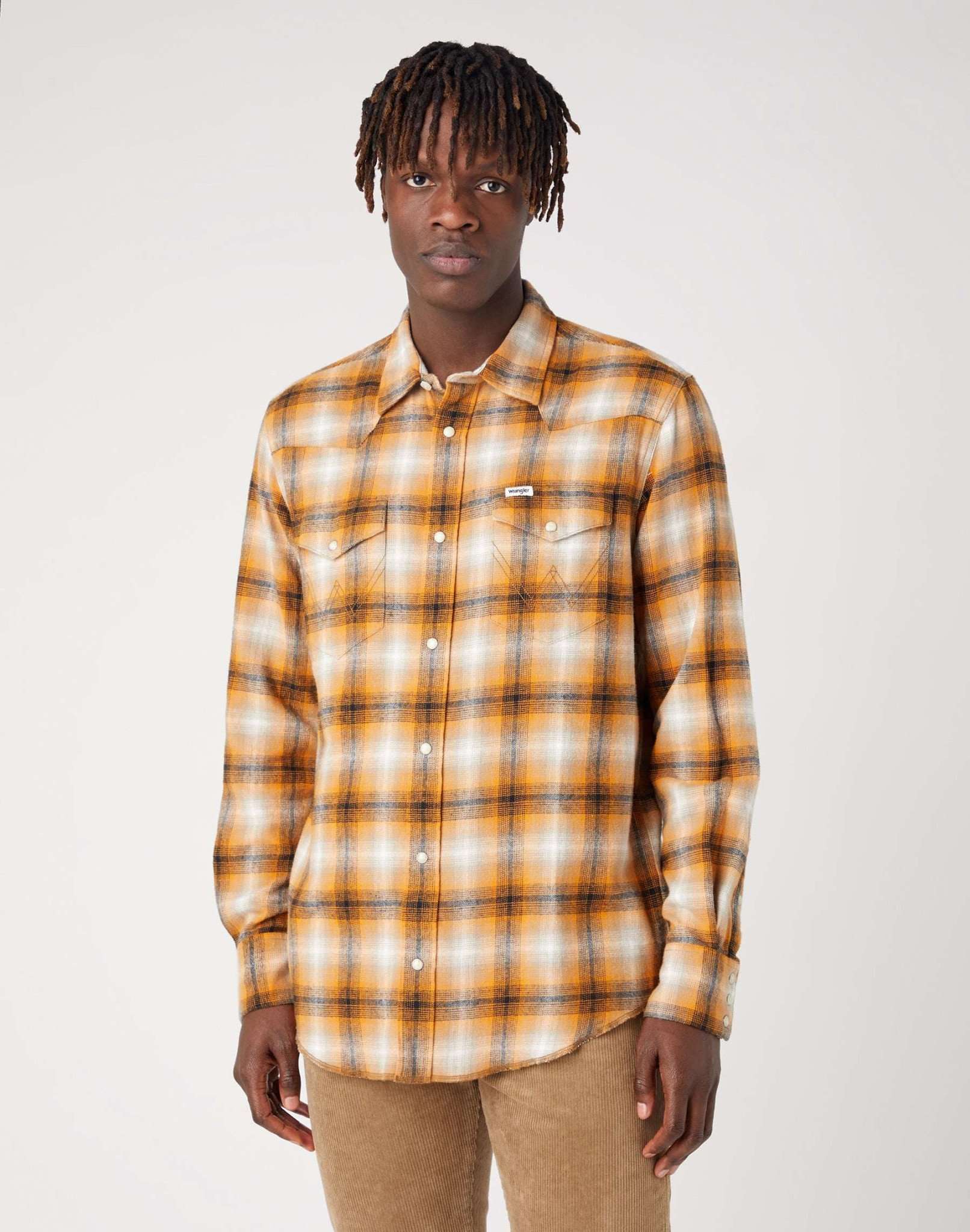 LS Western Shirt in Golden Oak Shirts Wrangler   