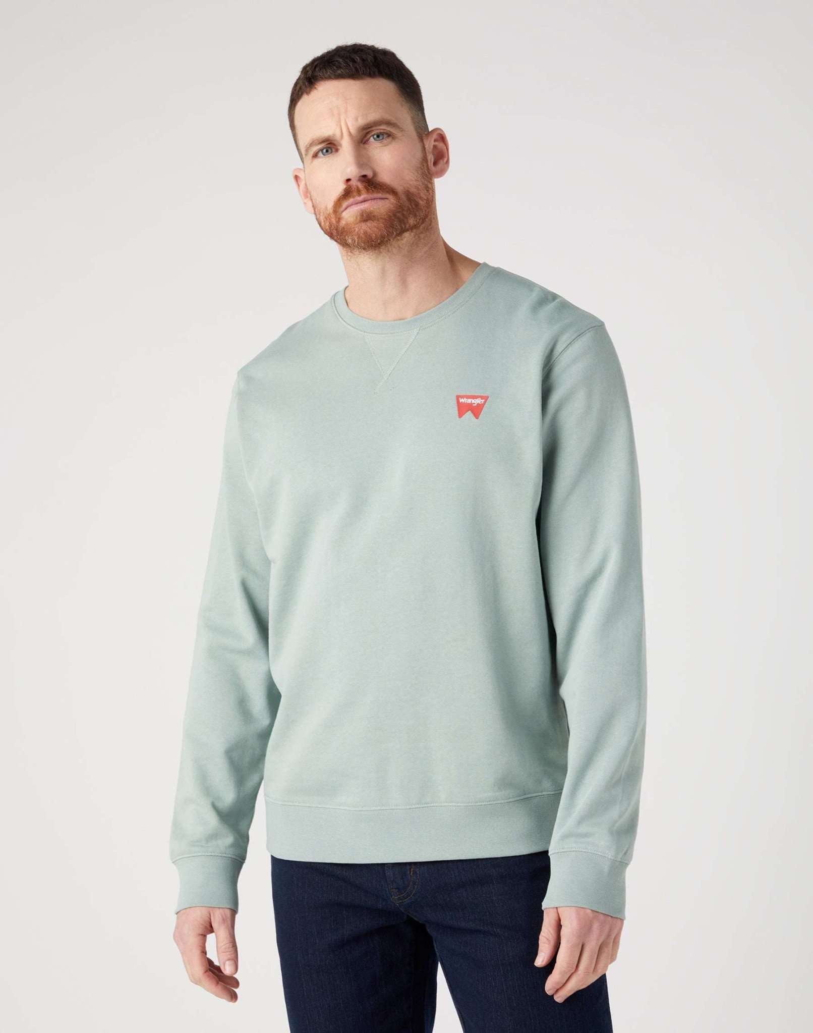 Sign Off Crew in Green Milieu Sweatshirts Wrangler   