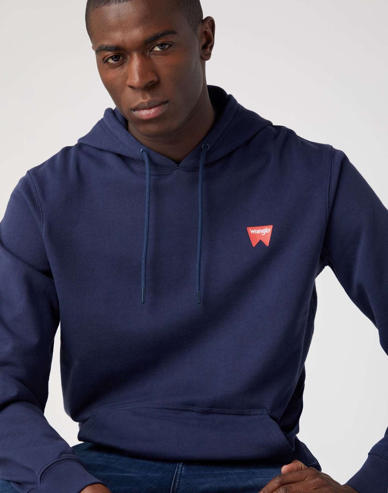 Sign Off Hoodie in Real Navy Hoodie Wrangler   