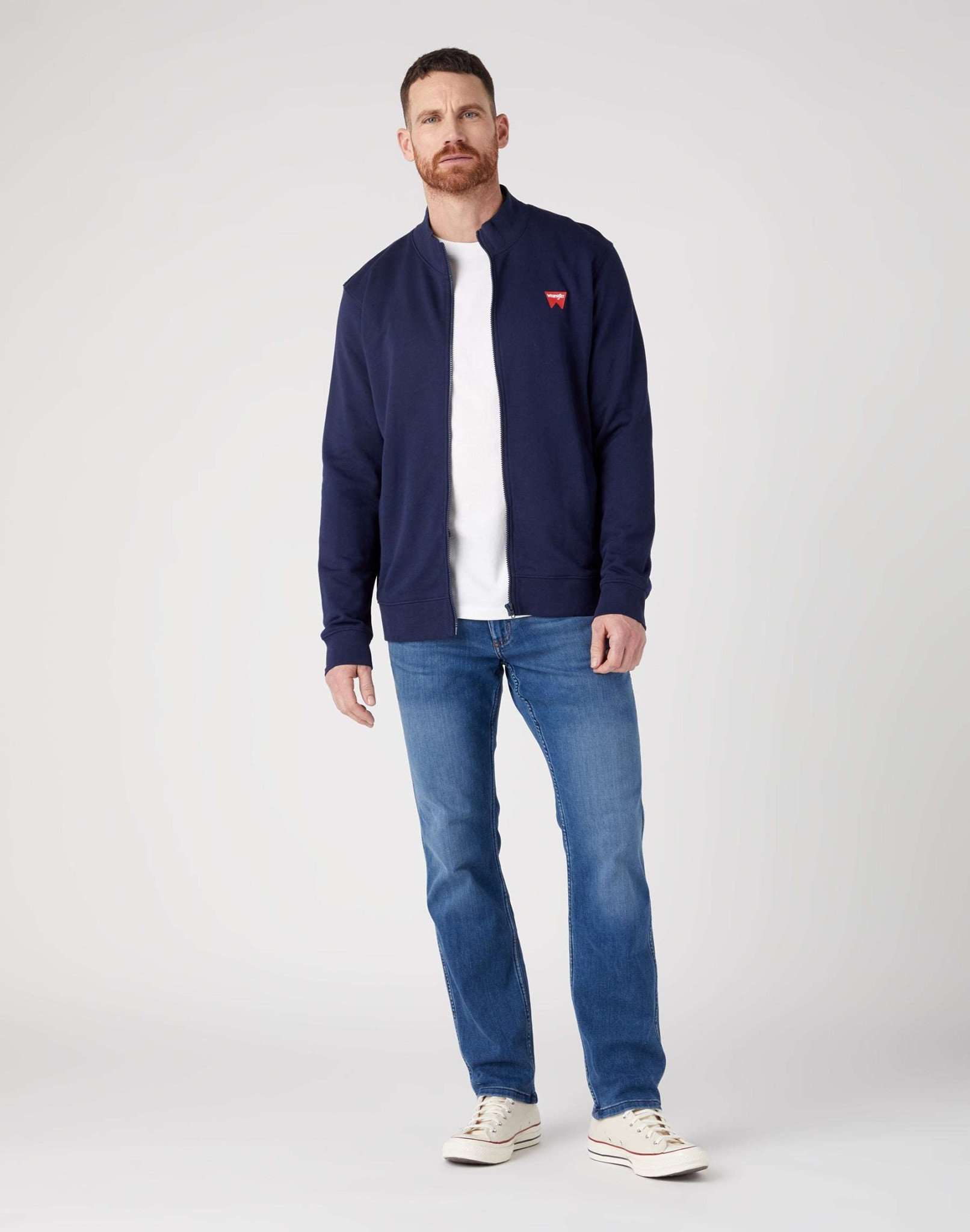 Funnel Neck Zip in Real Navy Sweat Jackets Wrangler   