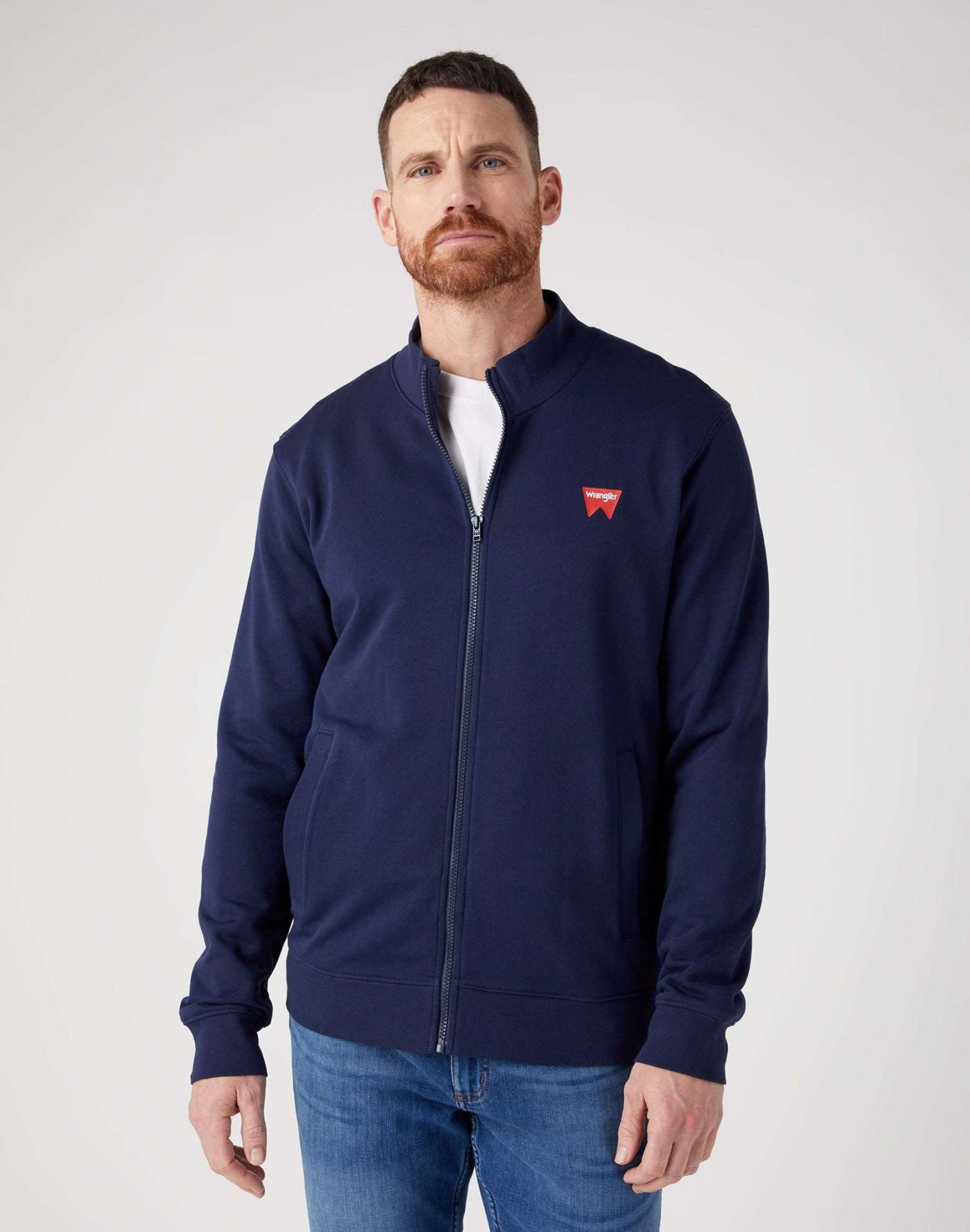 Funnel Neck Zip in Real Navy Sweat Jackets Wrangler   