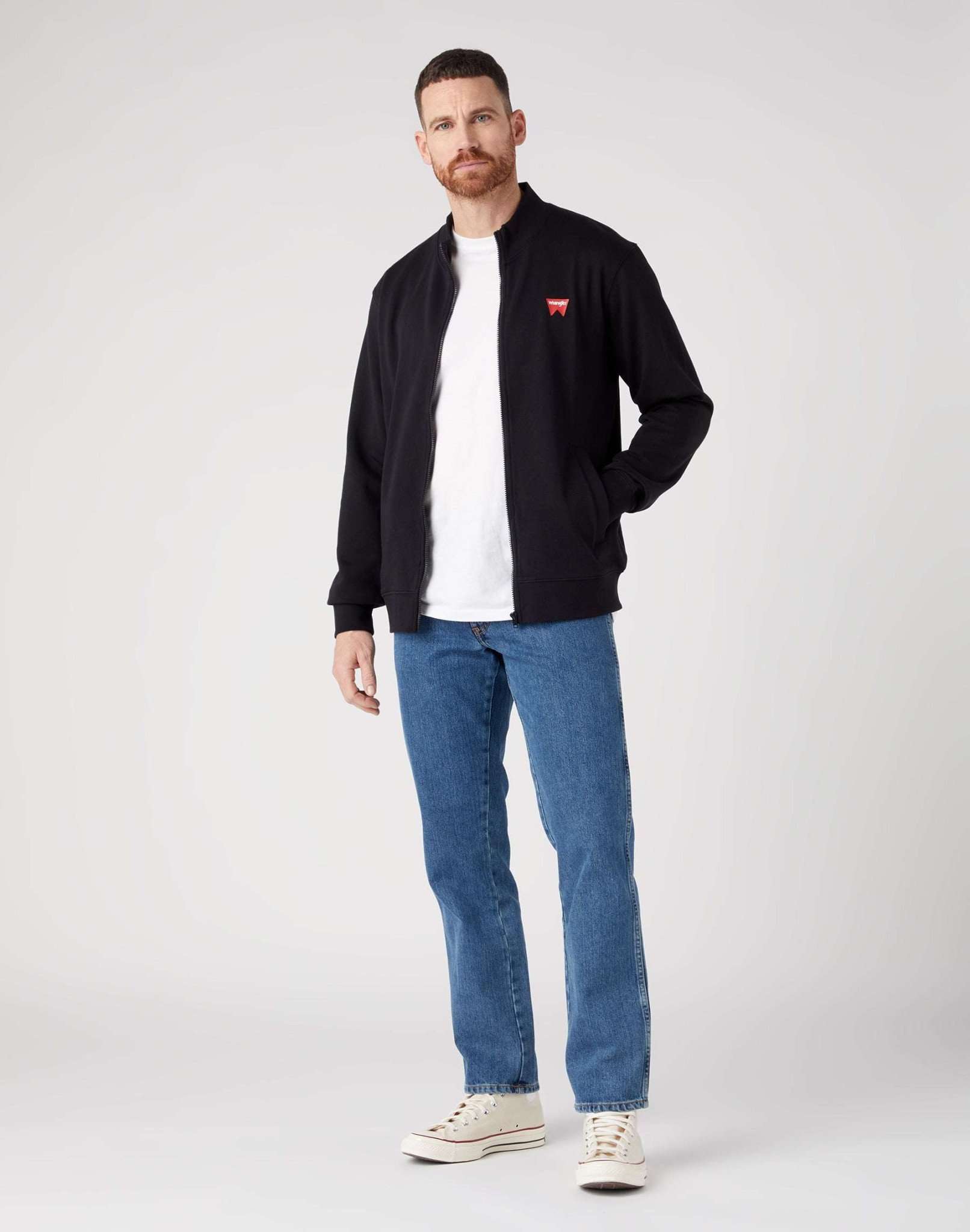 Funnel Neck Zip in Real Black Sweat Jackets Wrangler   